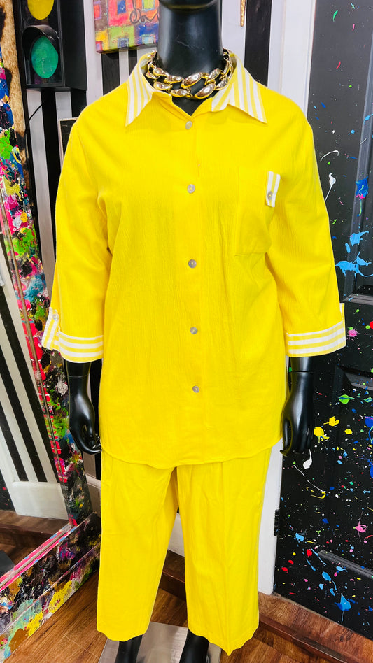 Vintage Yellow & White Pants Set (24/26)
