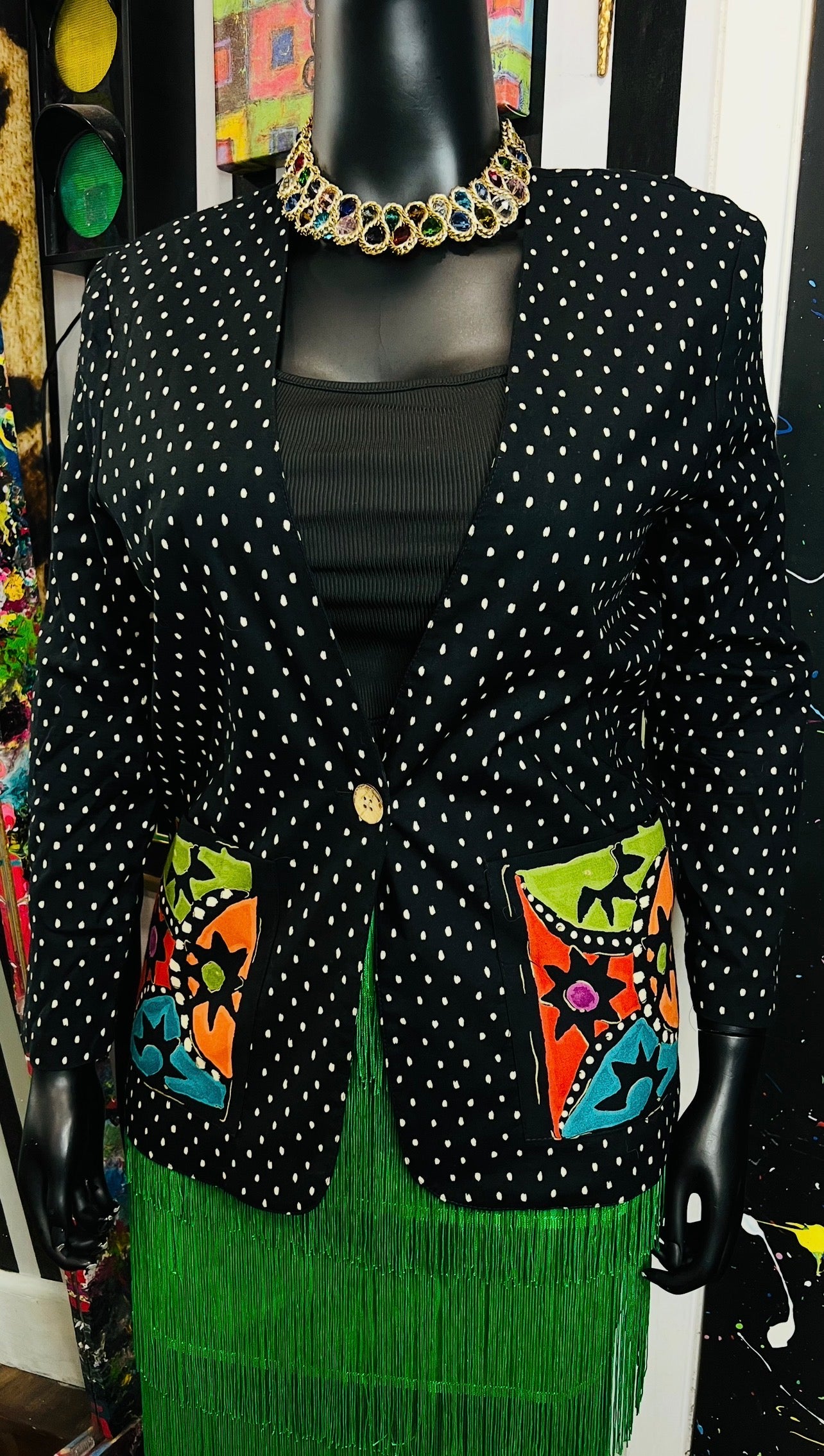 Vintage Polka Dot Abstract Blazer (12)