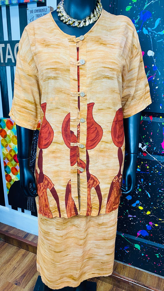 Vintage Rayon Traditional African Skirt Set (18)