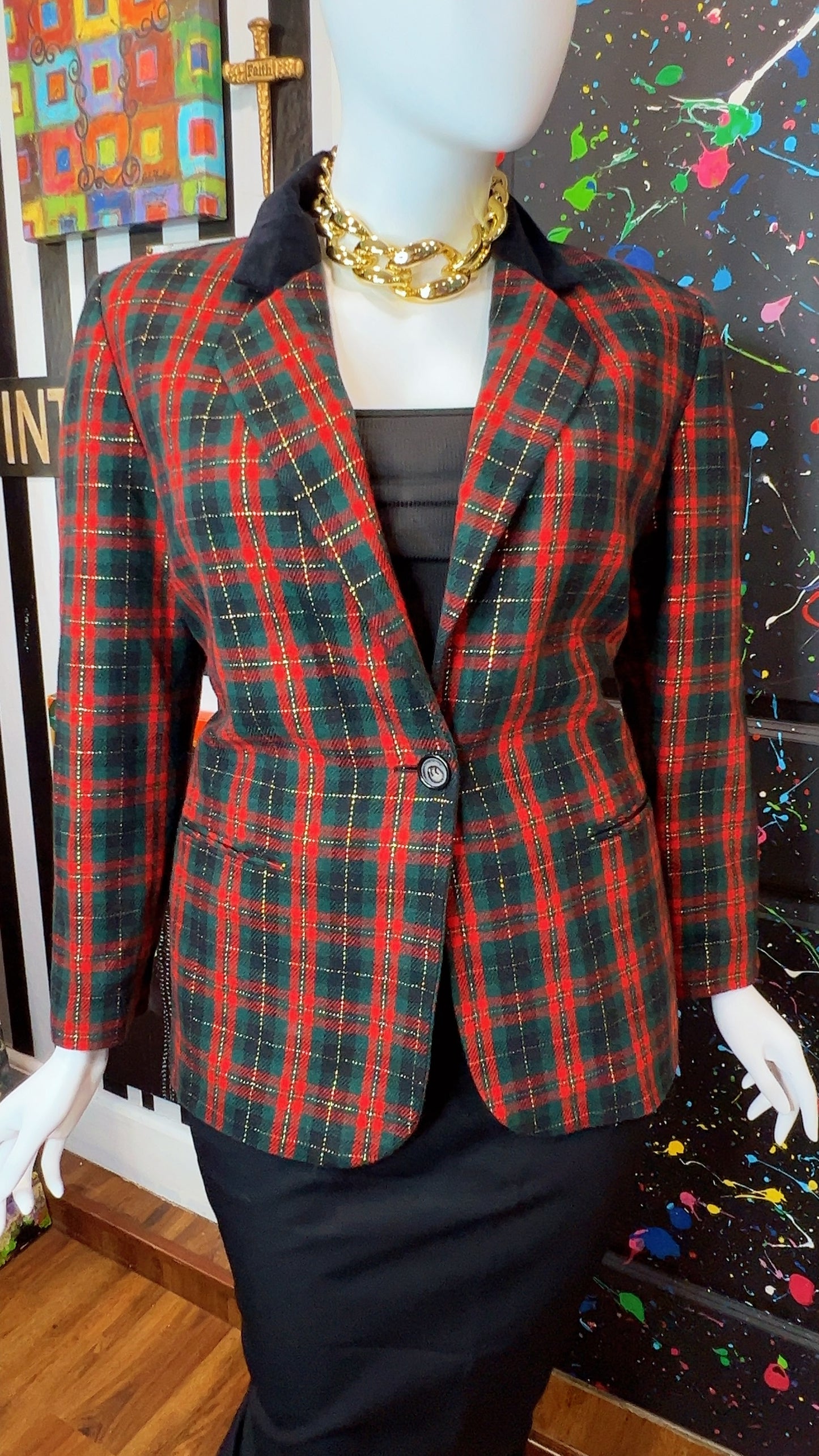 Vintage Plaid Wool Blazer (18)