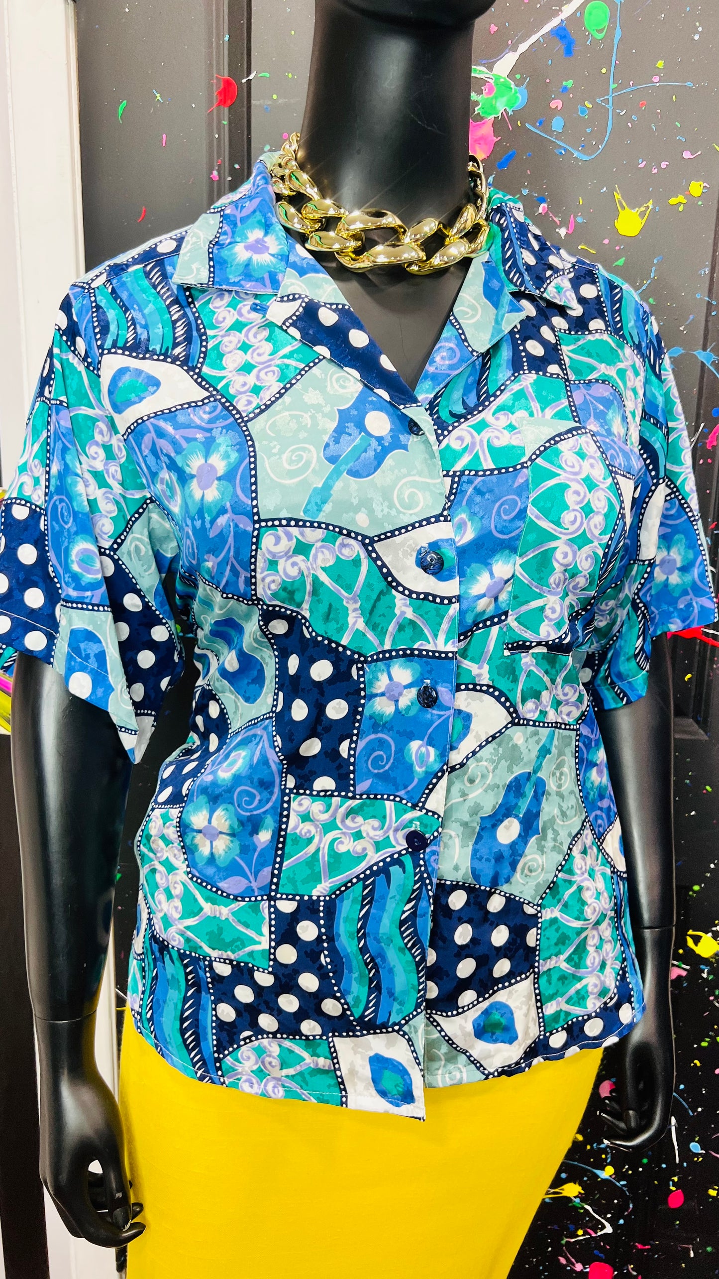 Vintage Polka Dot & Abstract Blouse (16)