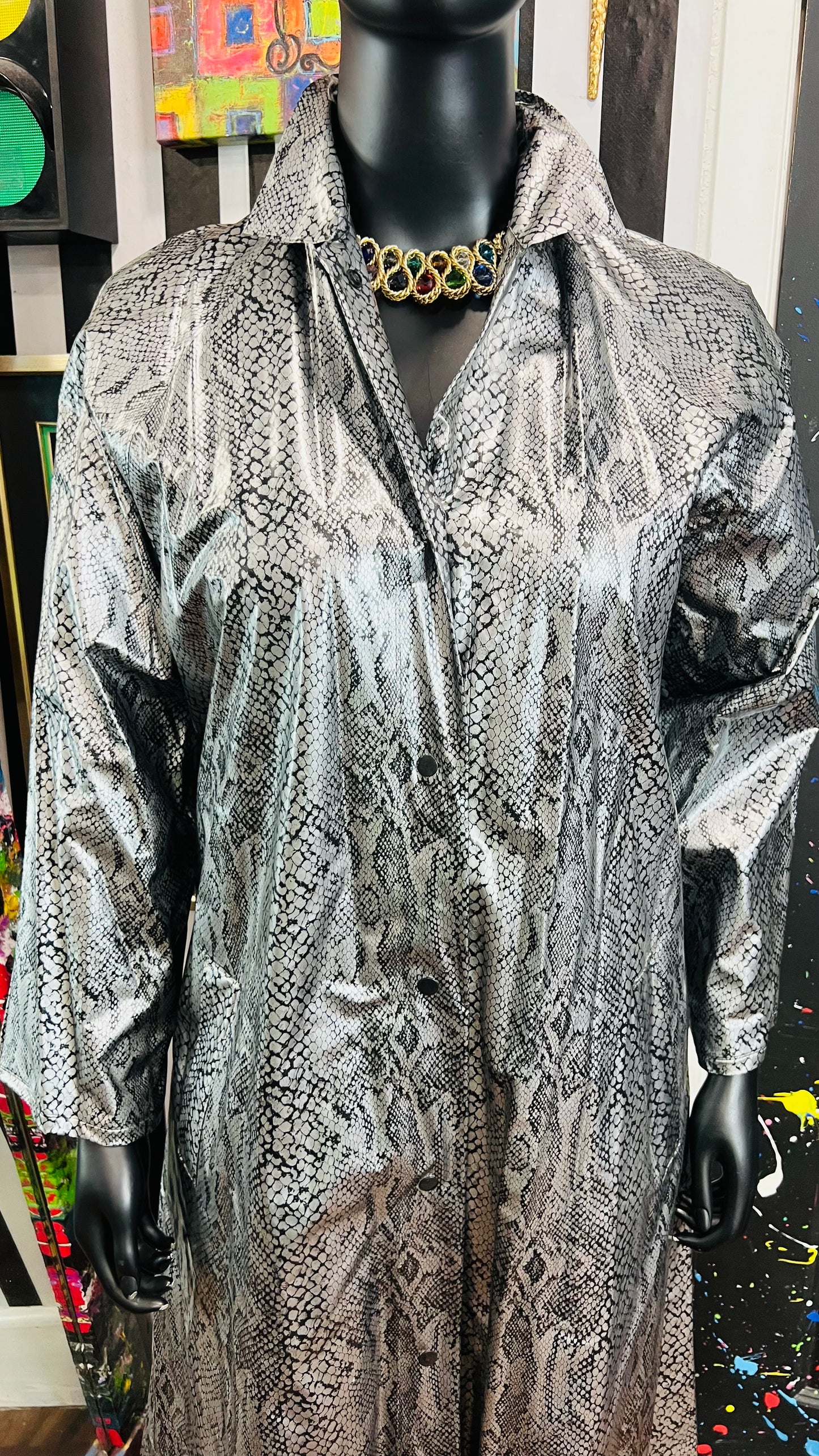 Vintage Trench Raincoat Faux Reptile Skin (16)
