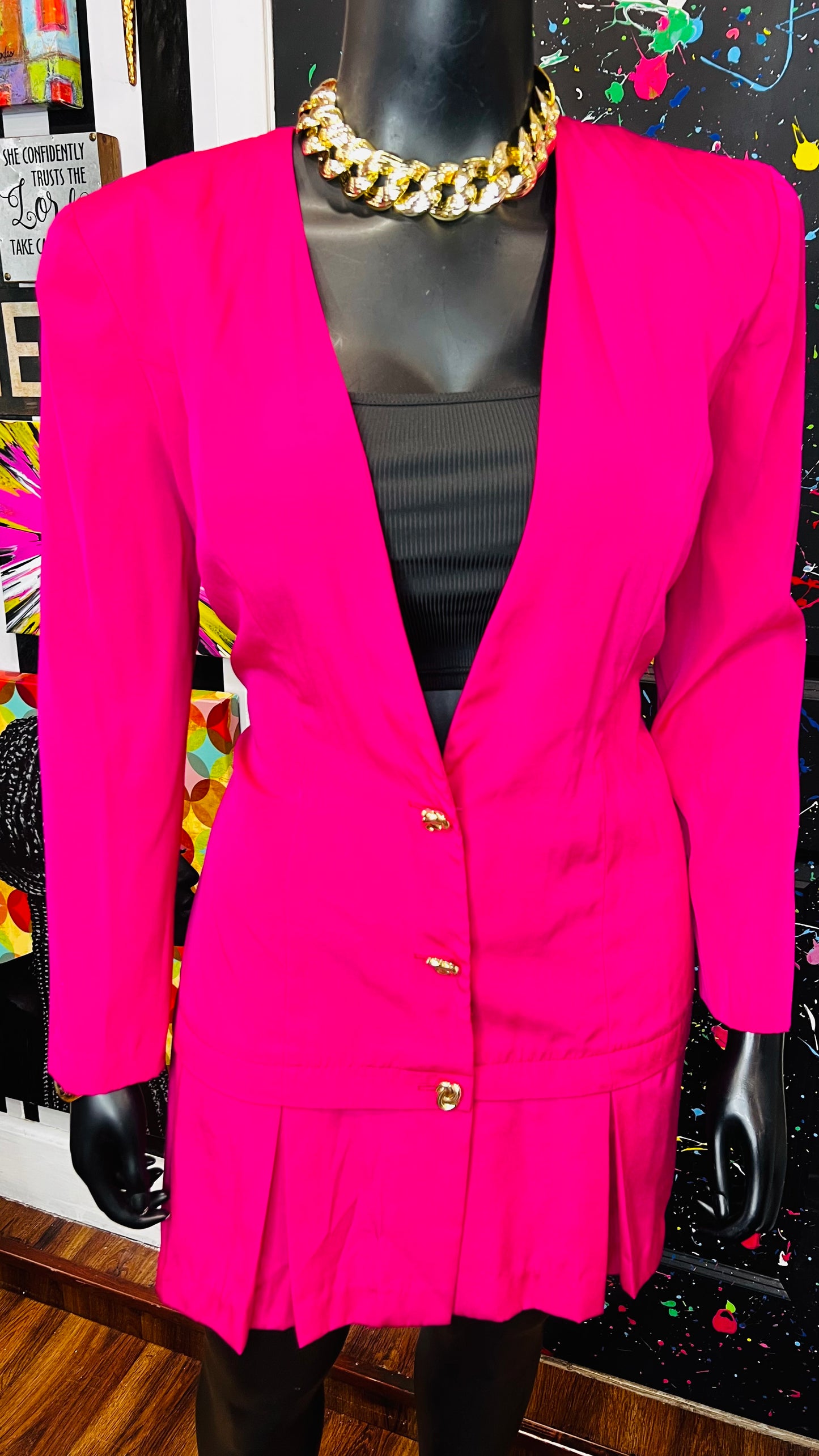 Vintage Pink Pleated Bottom Dress (15/16)