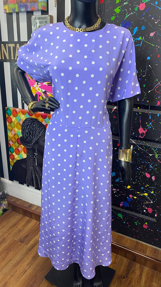 Vintage Purple & White Polka Dot Dress (14)