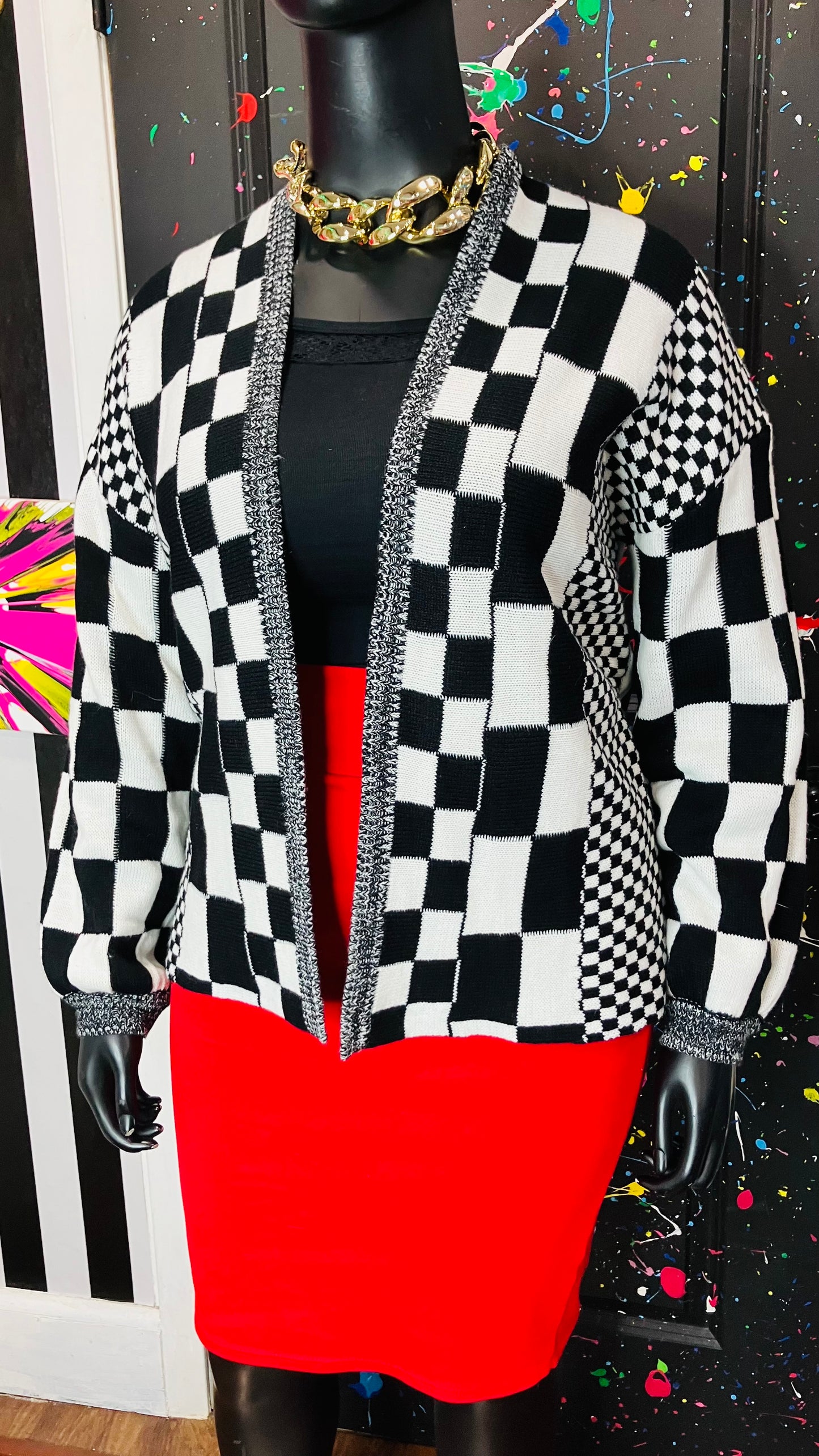 Black & White Knit Sweater (OS)