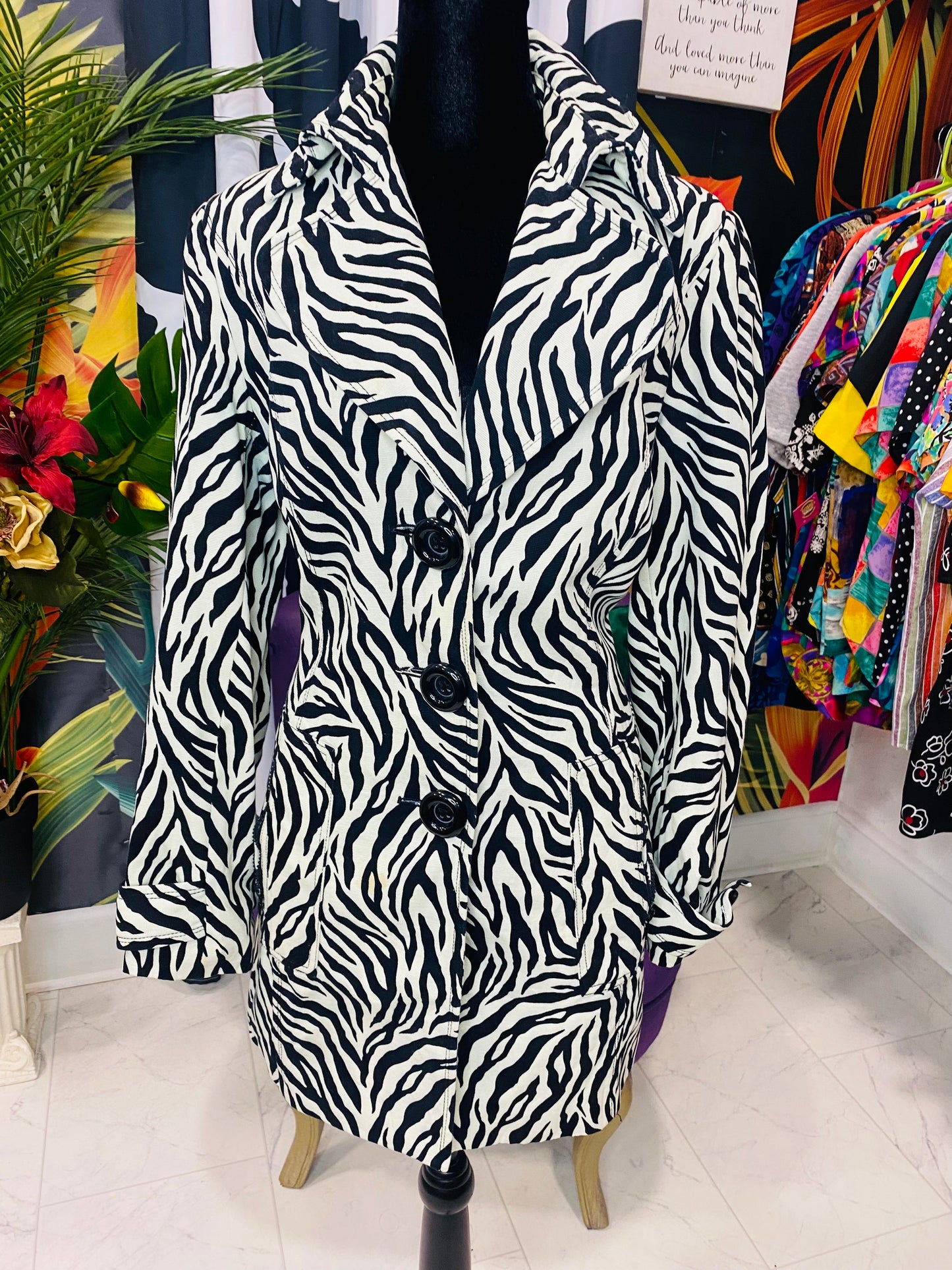Zebra Print Short Trench Coat