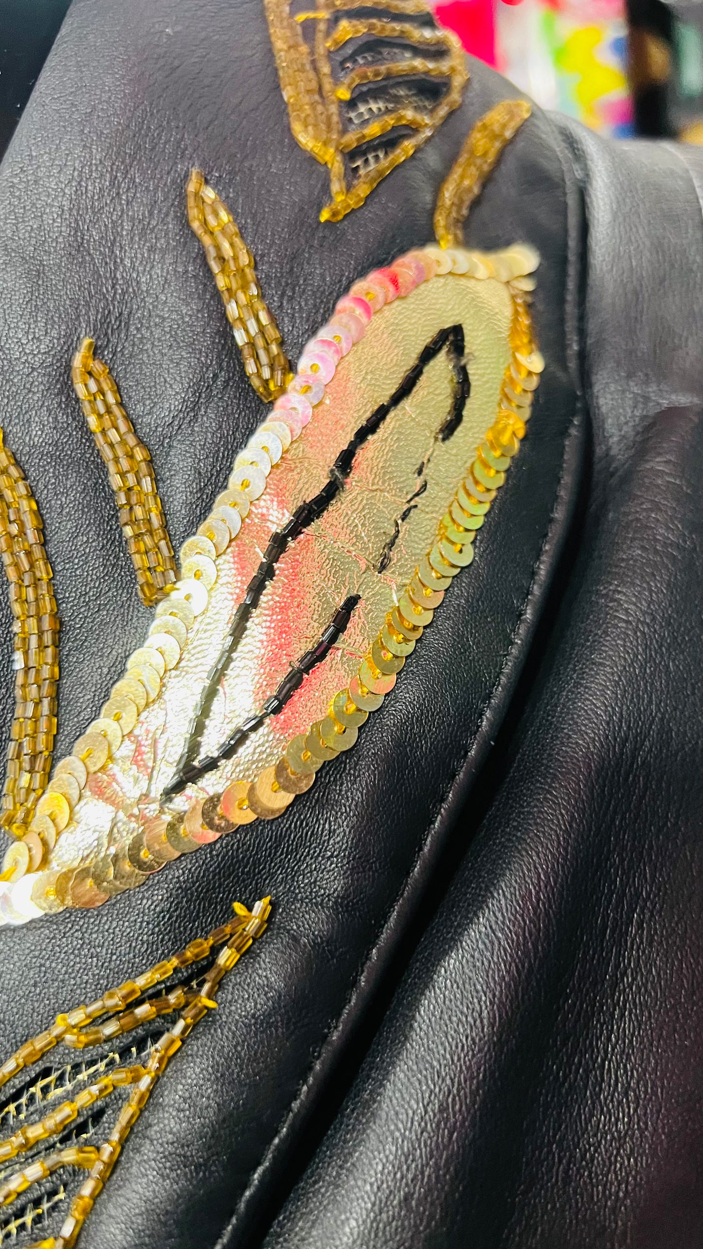 Vintage Genuine Leather & Sequin Skirt Suit (24)
