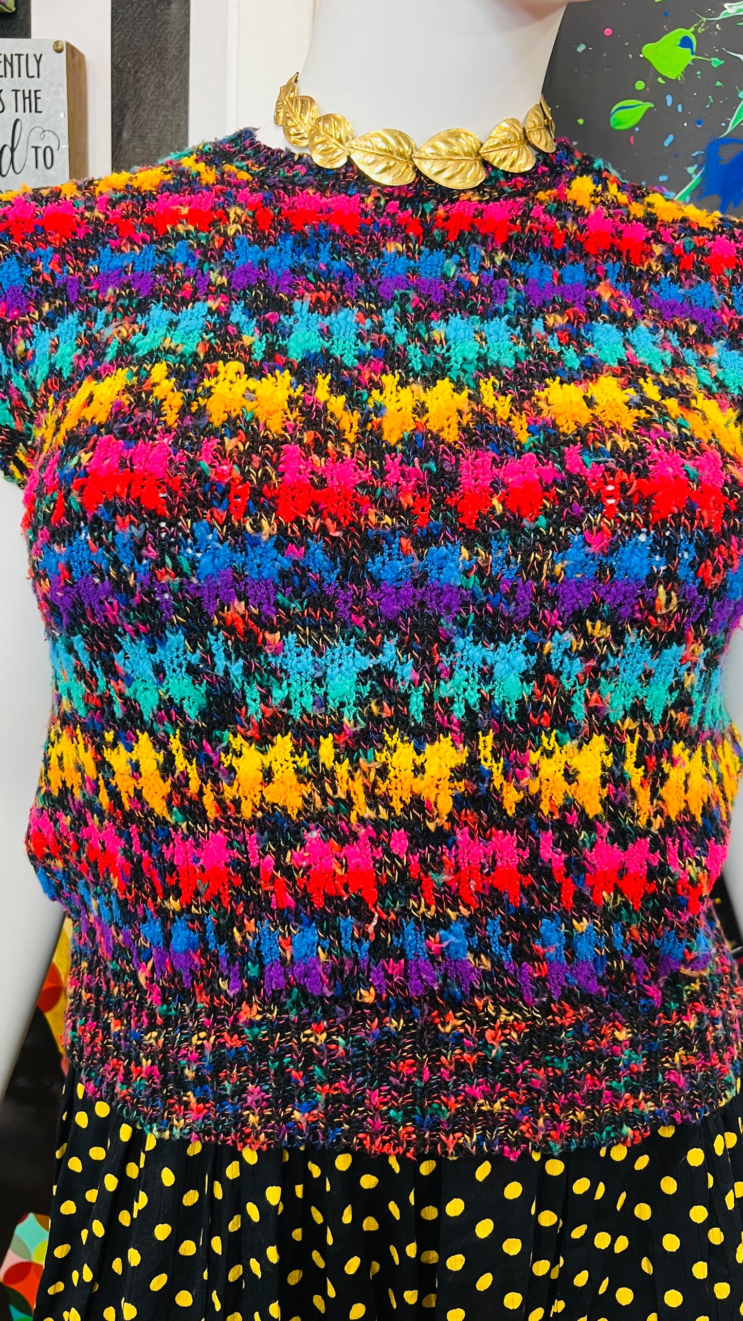 Vintage Colorful Knit Sweater Vest (14/16)