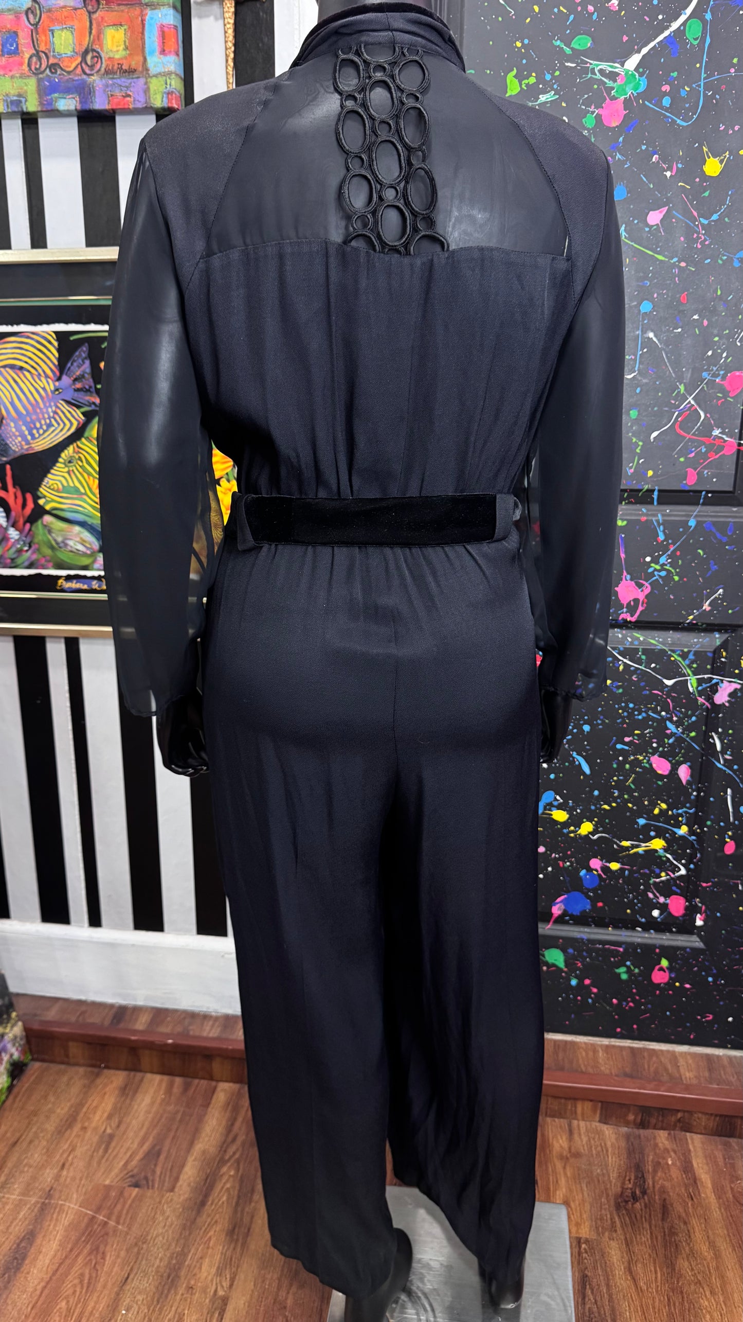 Vintage Black Sheer Arms Jumpsuit (22)