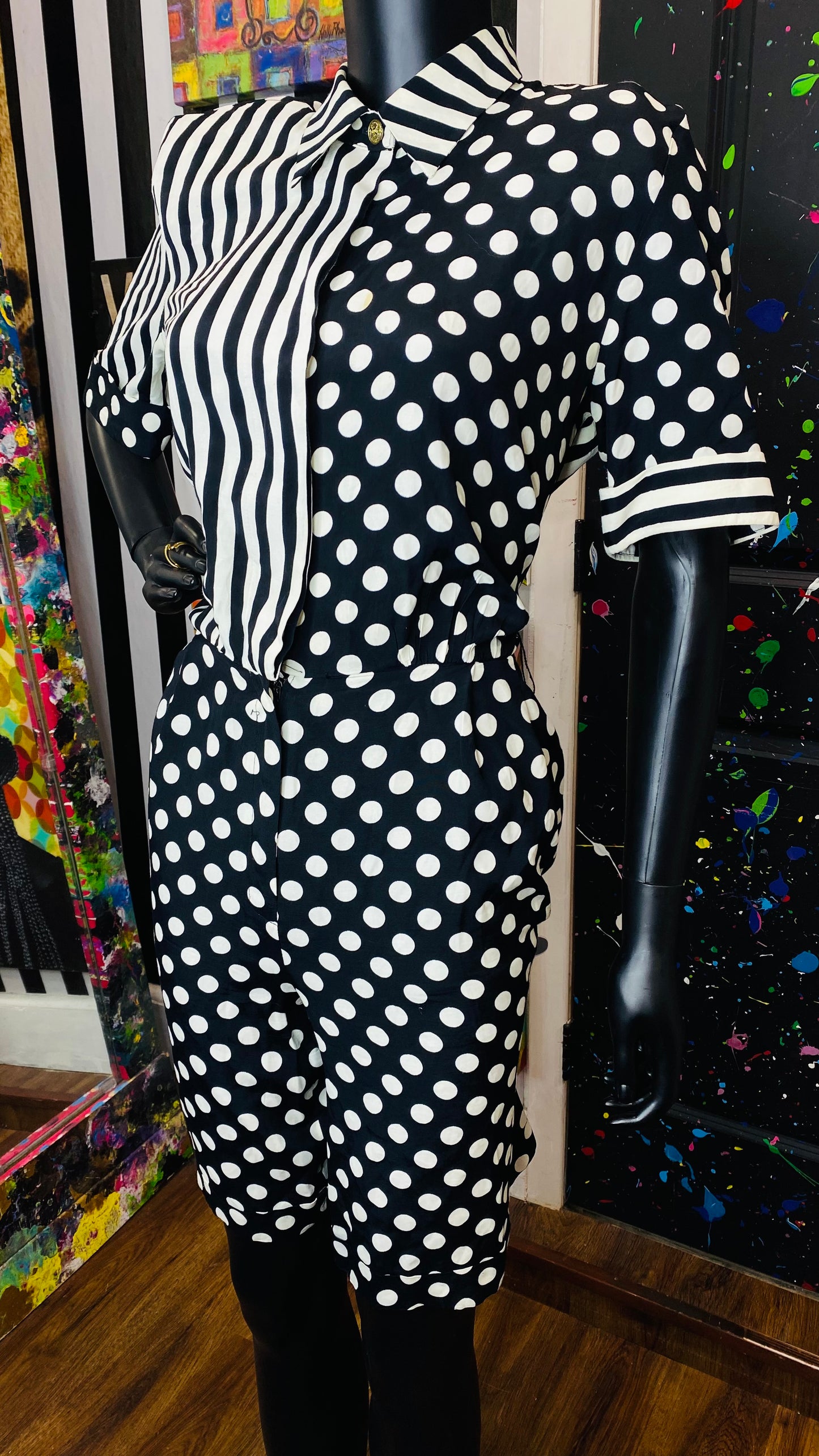Vintage Black & White Romper (10/12)
