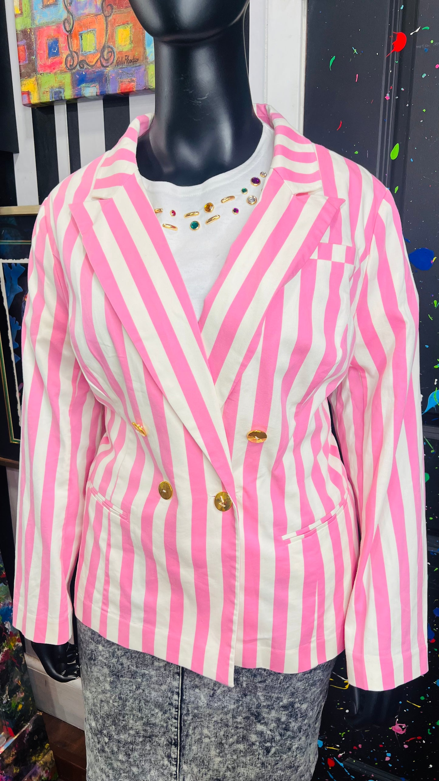 Pink & White Business Blazer Fully Lined & Structured (22)