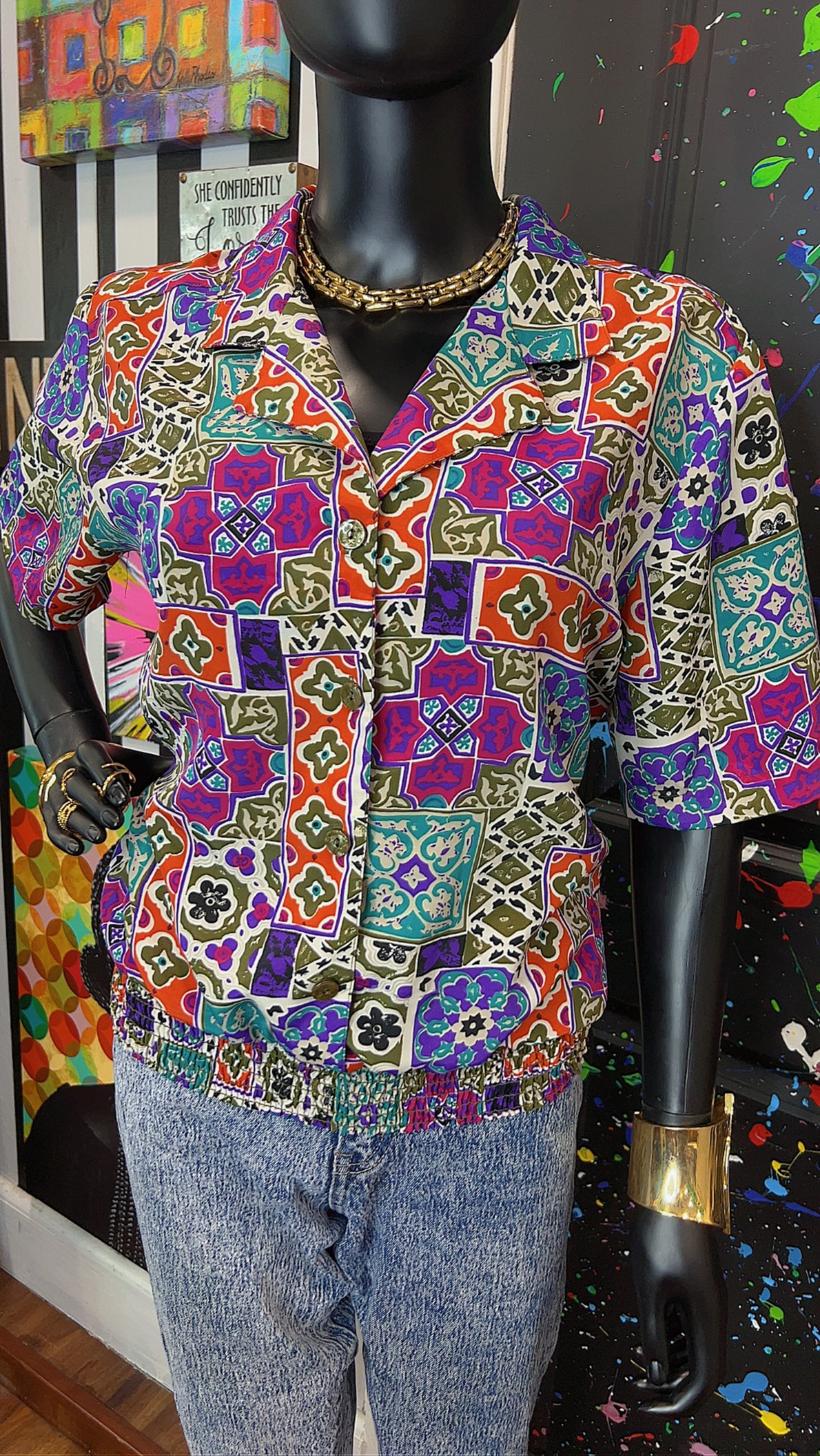 Vintage Mix Print Blouse (12)