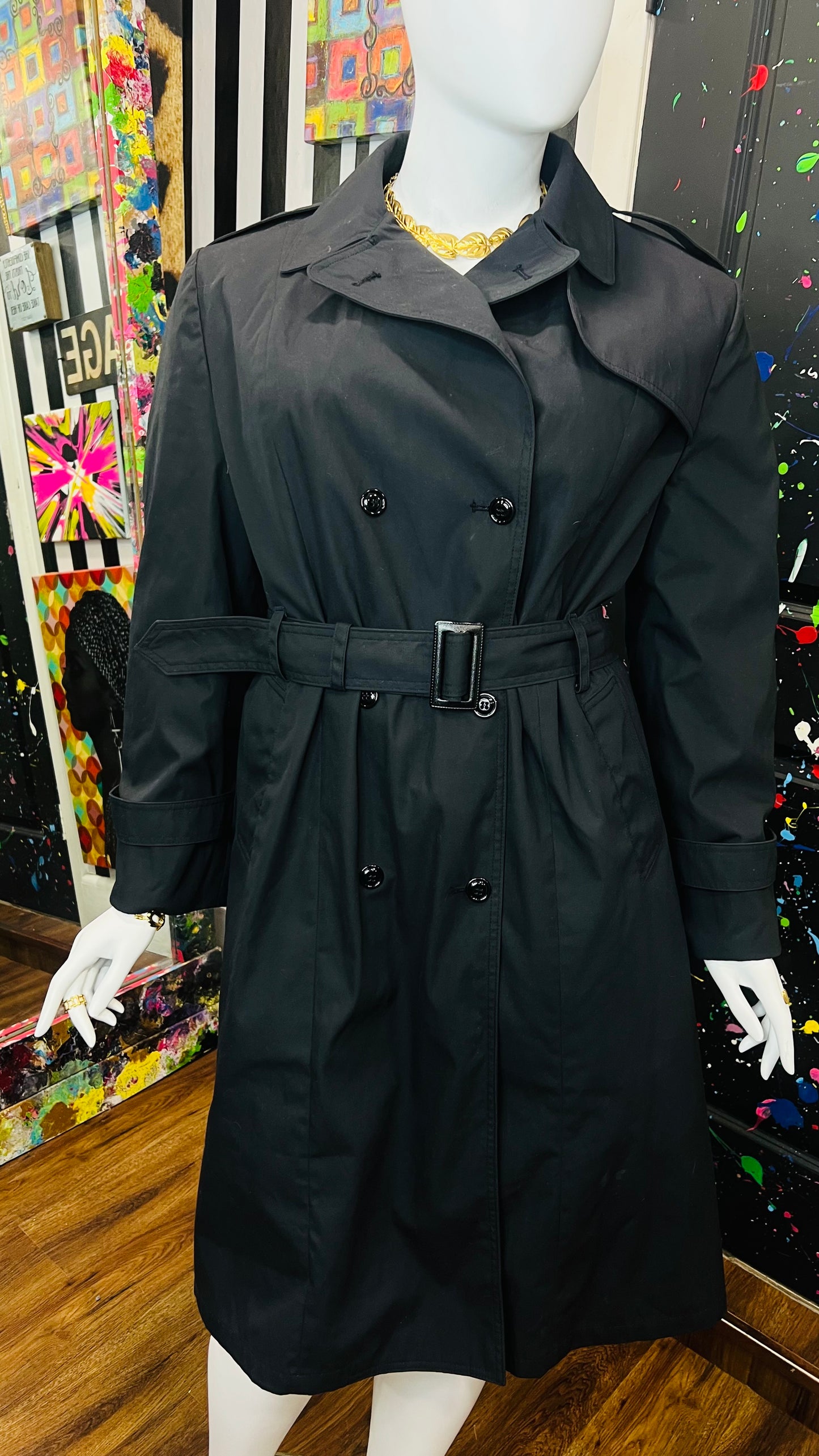 Vintage Black Trench Coat (22)