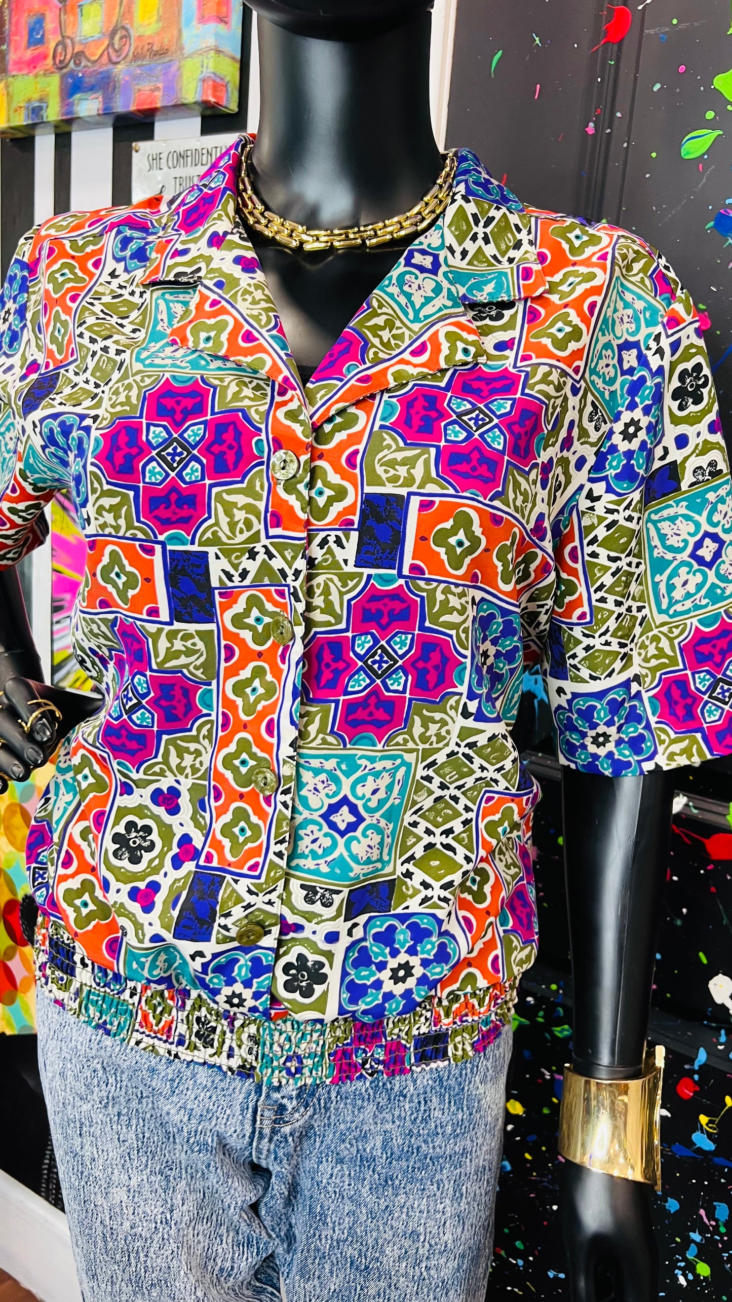 Vintage Mix Print Blouse (12)