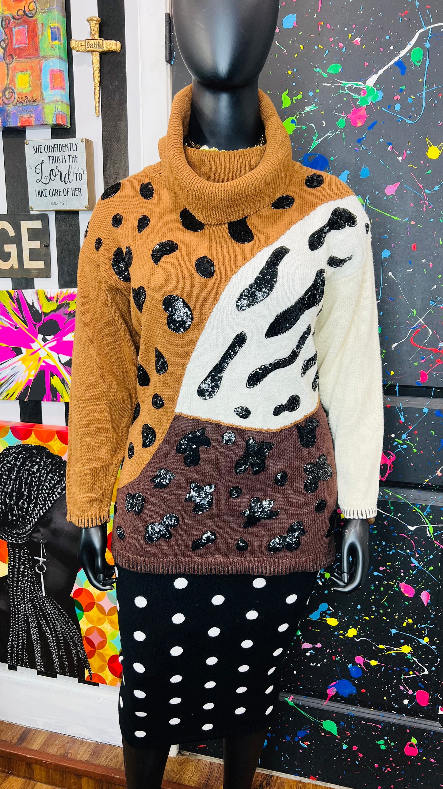 Vintage Sequin Animal Print Sweater (20)