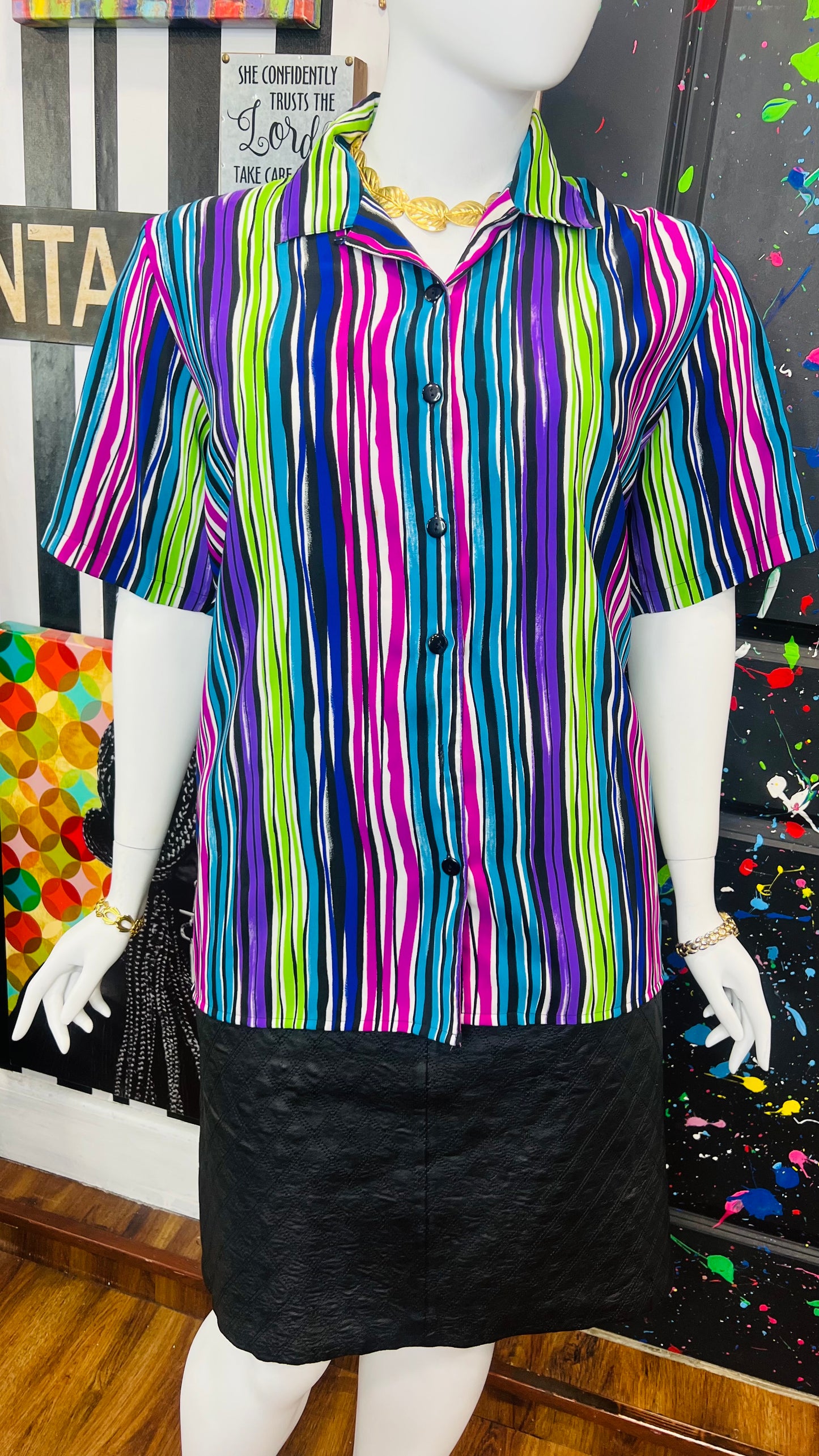 Vintage Lined Polyester Blouse (24W)