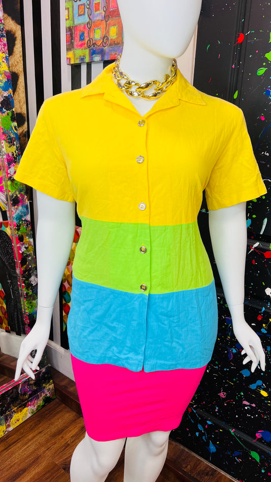Vintage Colorblock Blouse (22)