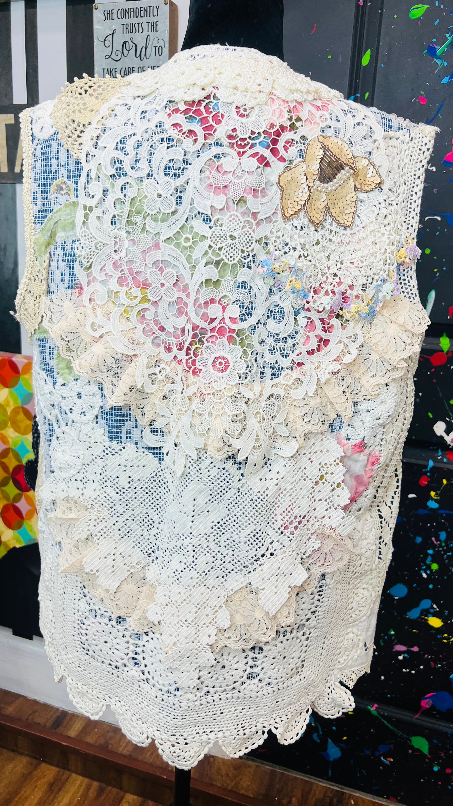 Vintage Handmade Lace Vest (14)