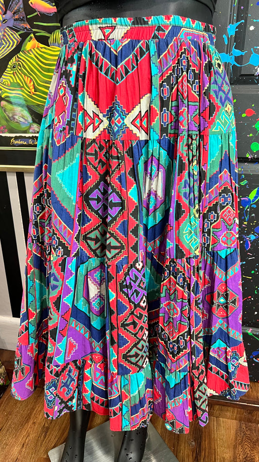 Vintage Cotton Tribal Print Skirt (14)