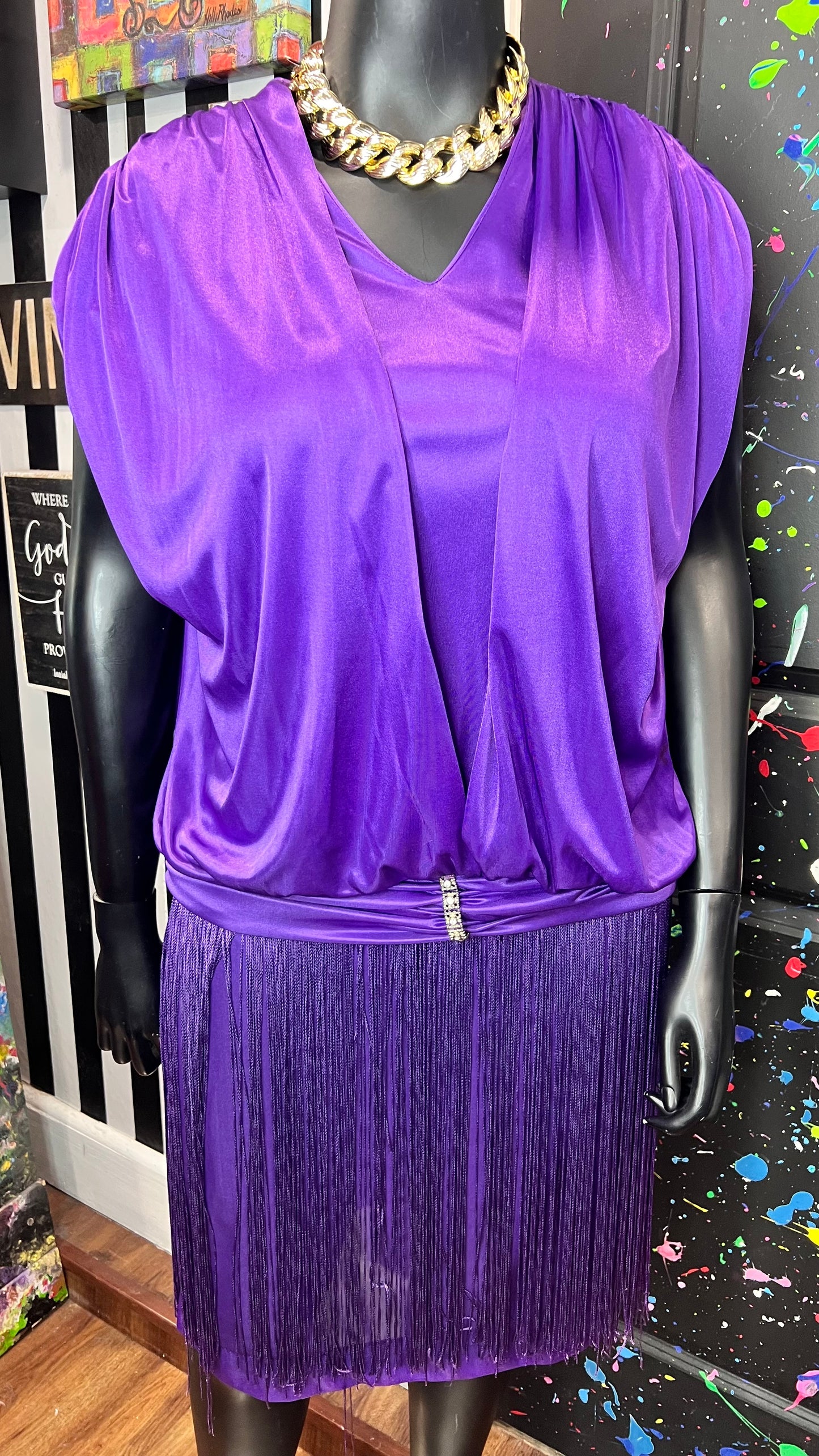 Vintage Purple Fringe Dress (16)