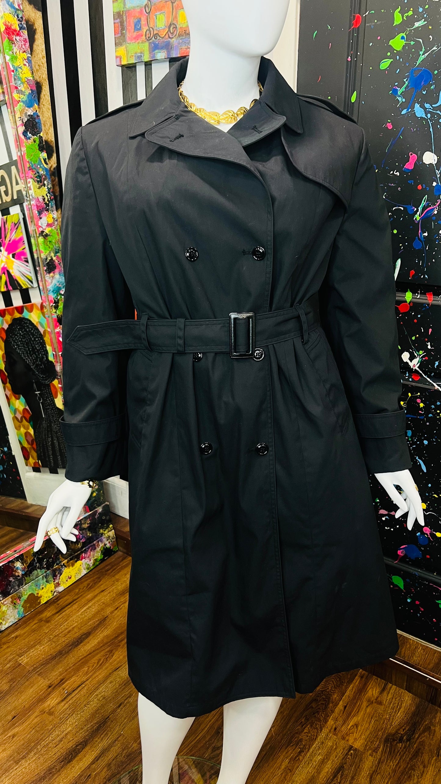 Vintage Black Trench Coat (22)