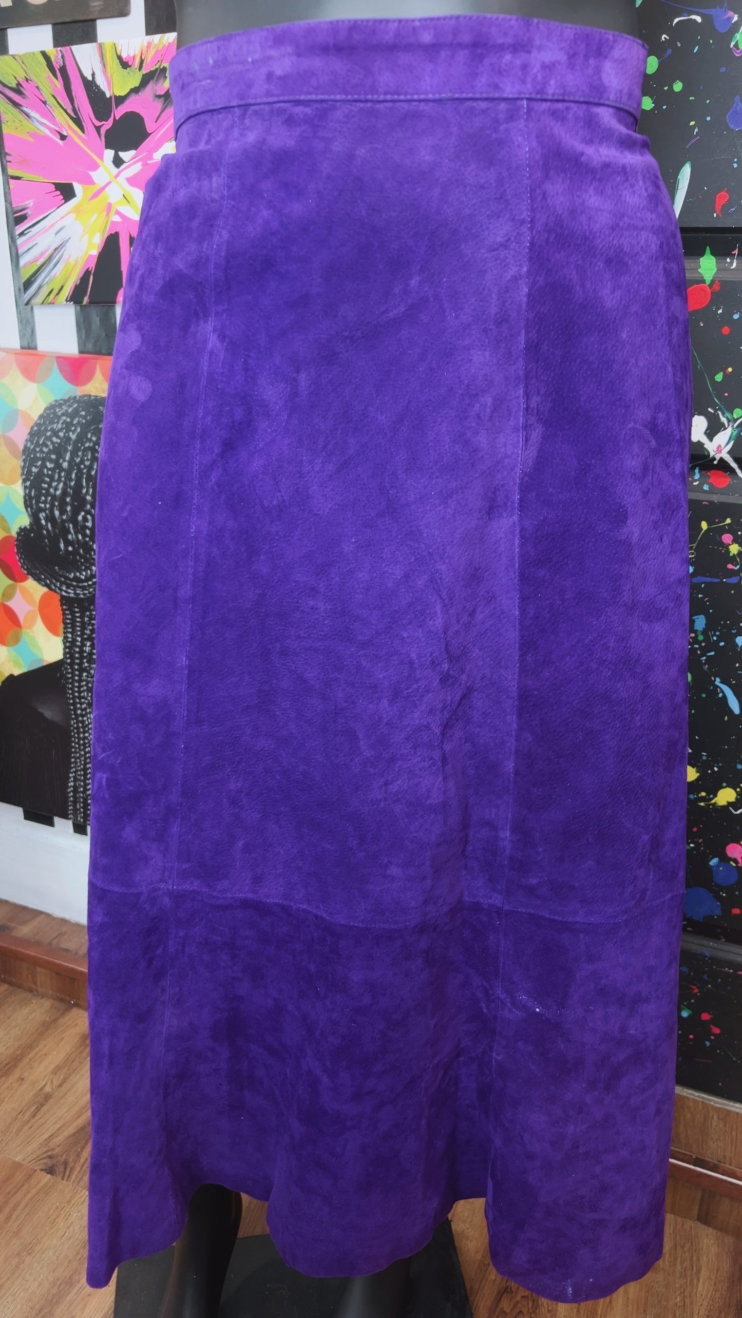 Vintage Purple Genuine Suede Leather Skirt (18W)