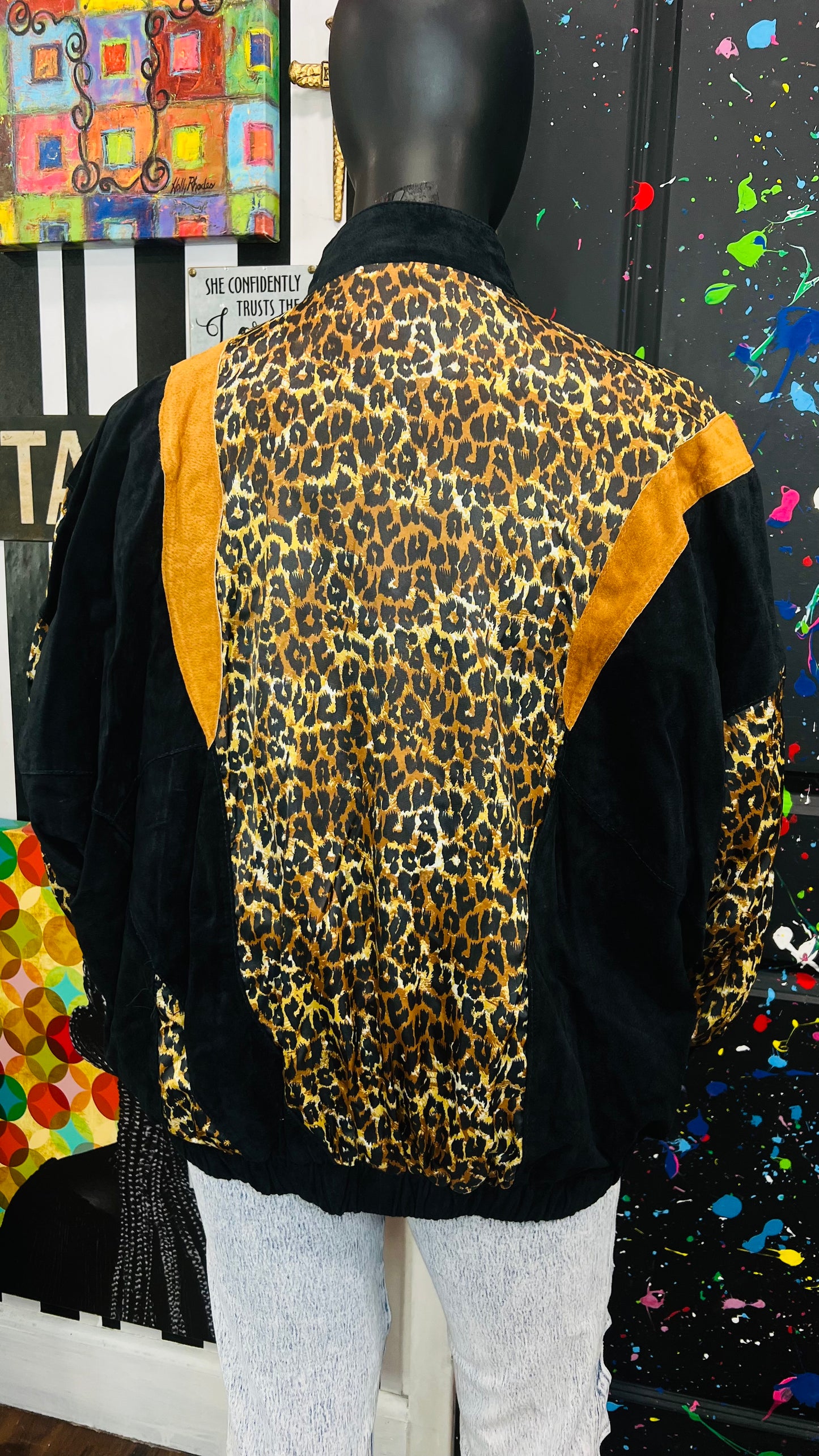 Vintage Genuine Leather Suede Animal Print Jacket (22)