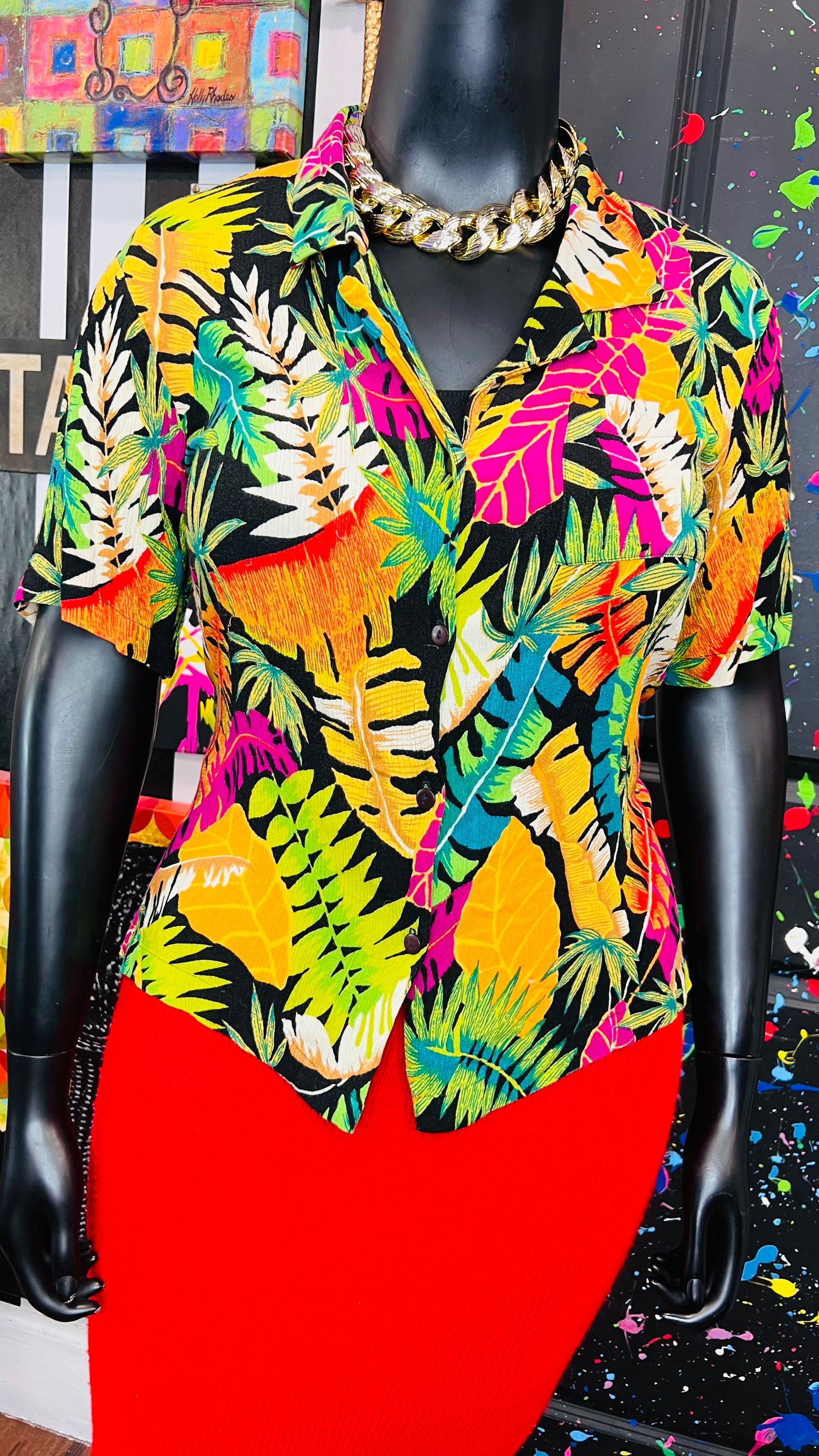 Vintage Rayon Tropical Blouse (18)