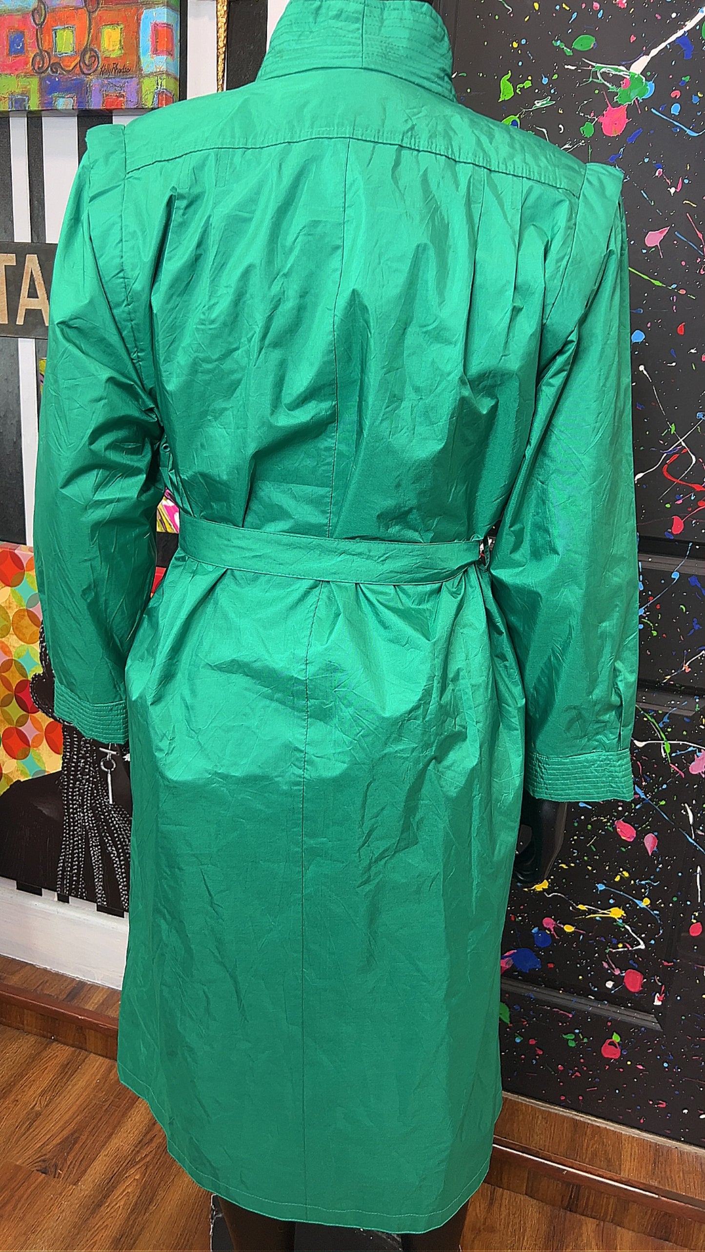 Vintage Green Trench Rain Coat (14/16)