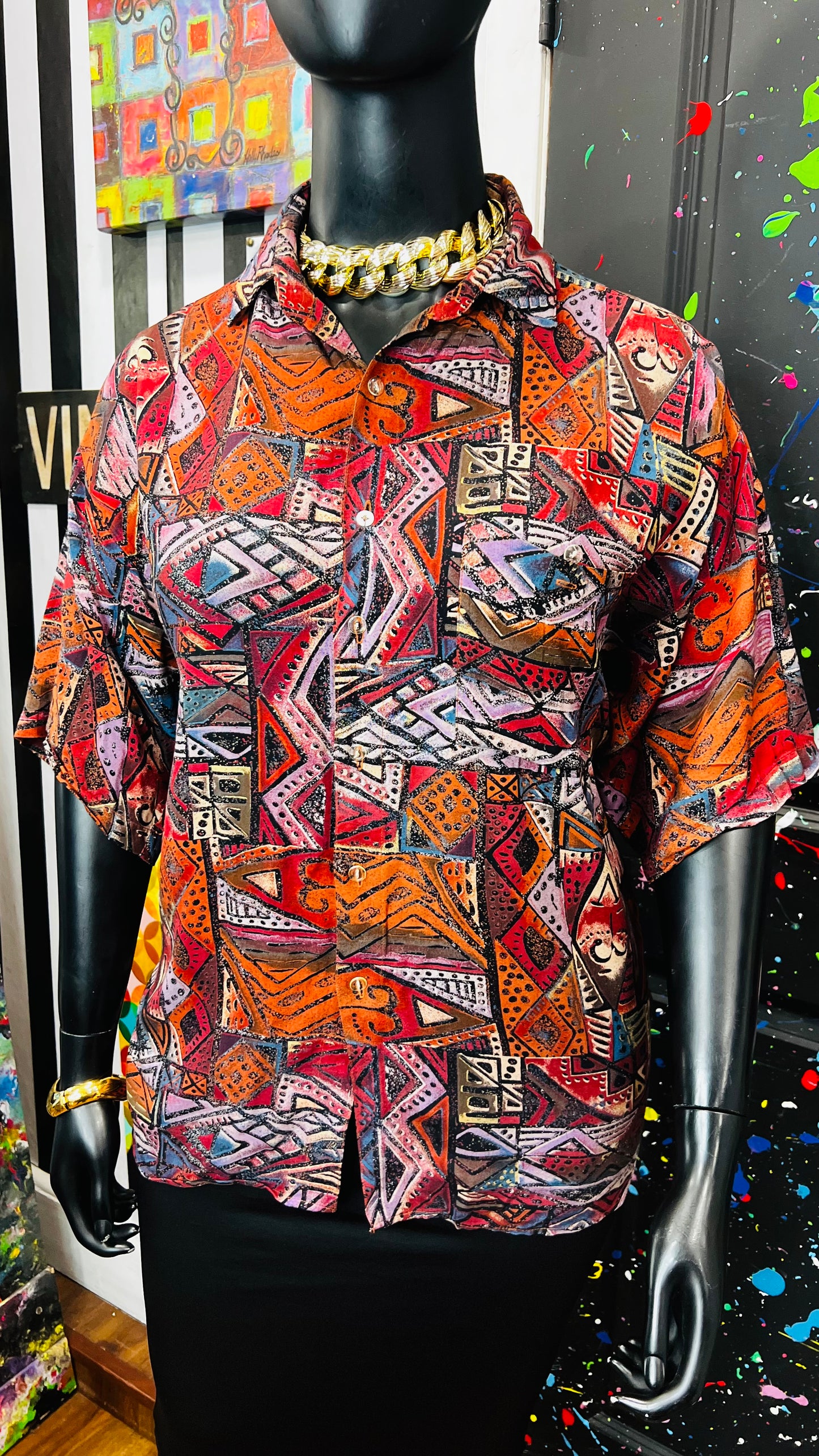 Vintage Rayon Abstract Blouse (22)