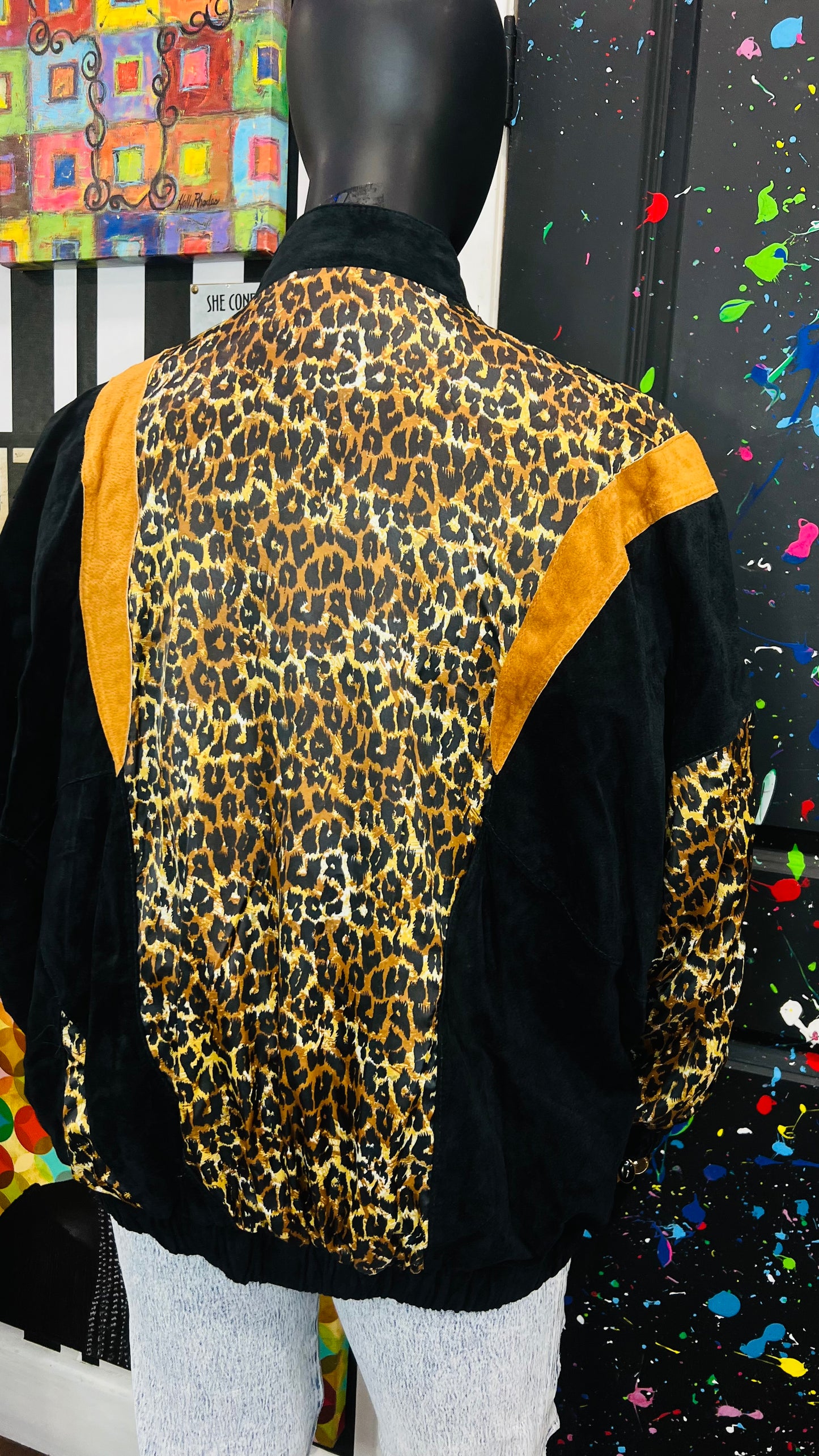 Vintage Genuine Leather Suede Animal Print Jacket (22)