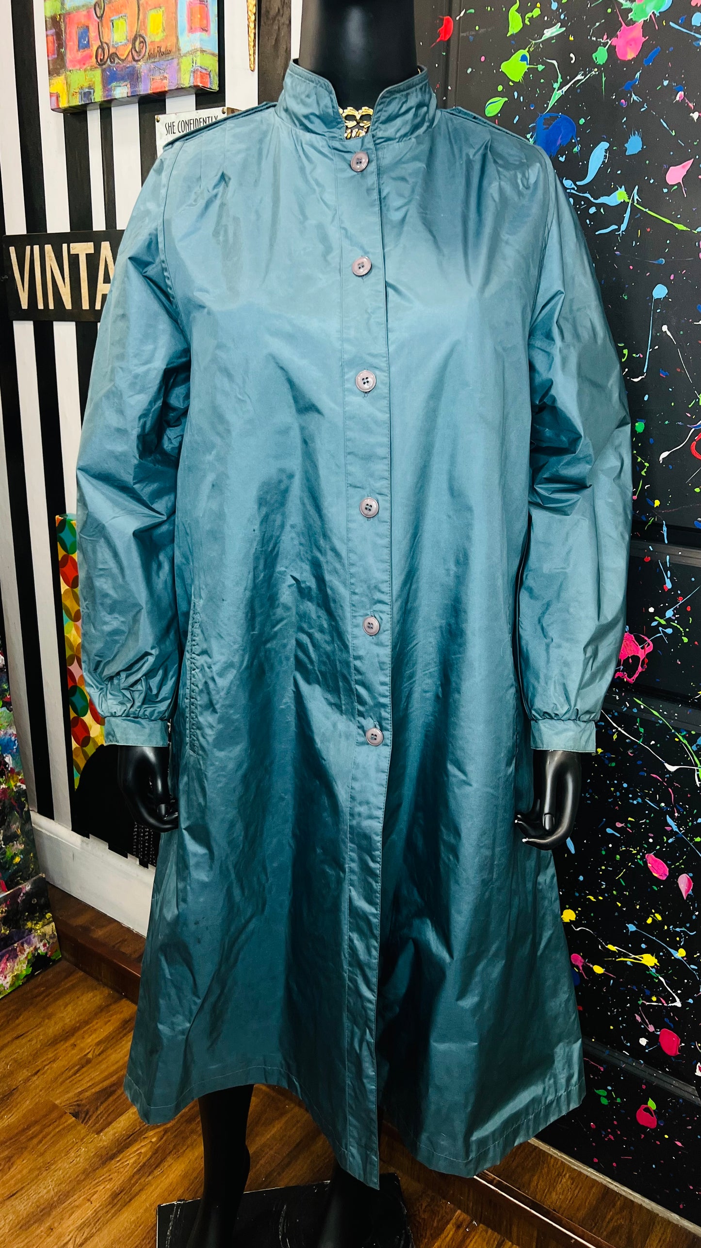 Vintage Teal Raincoat (18)