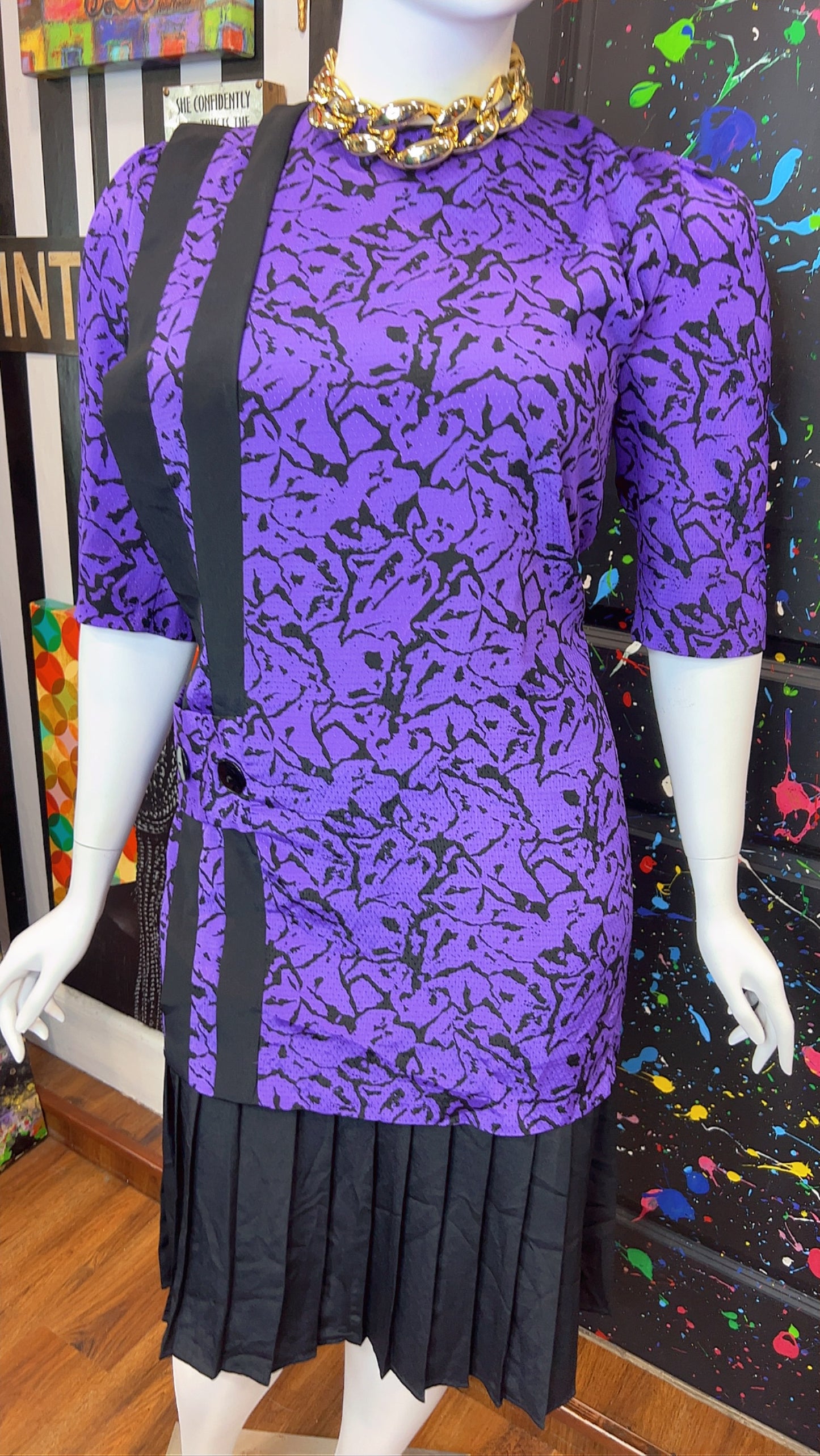 Vintage Purple & Black Dress (16)