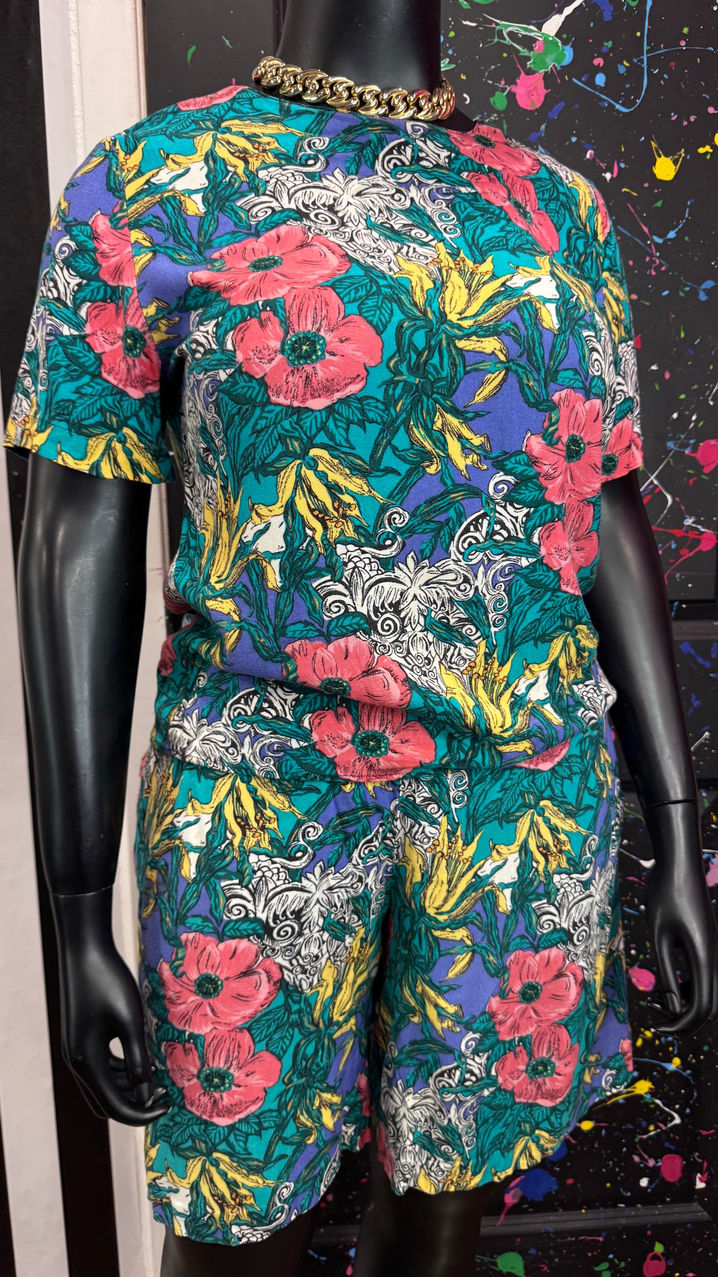 Vintage Rayon Abstract Short Set (14)