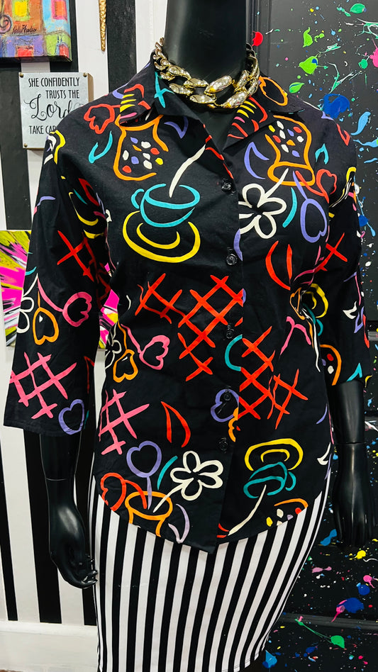 Vintage Cotton Colorful Blouse (16)