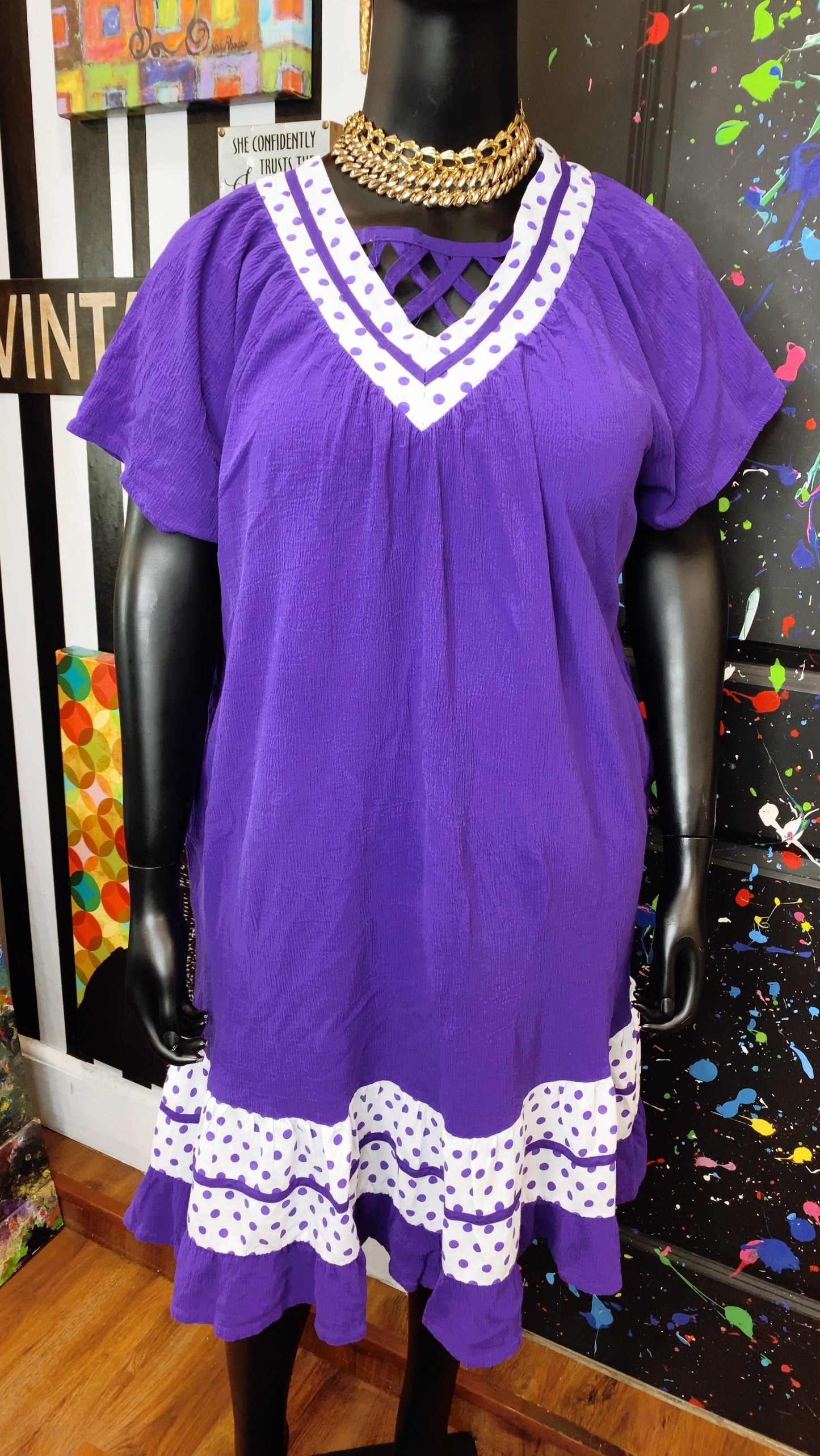 Vintage Purple & White Spring Dress (20)