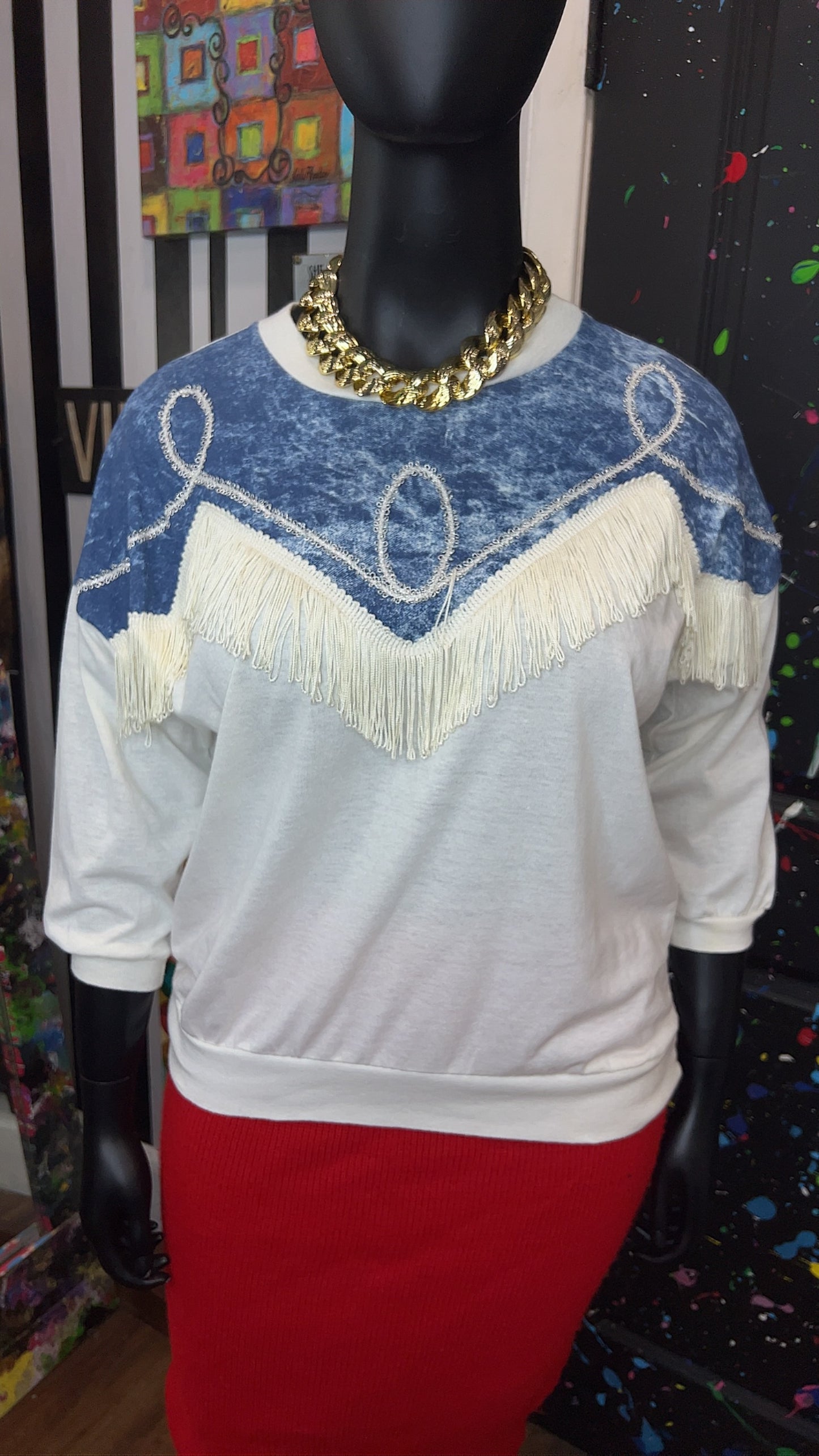 Vintage Fringe & ‘Denim’ T-Shirt (18)