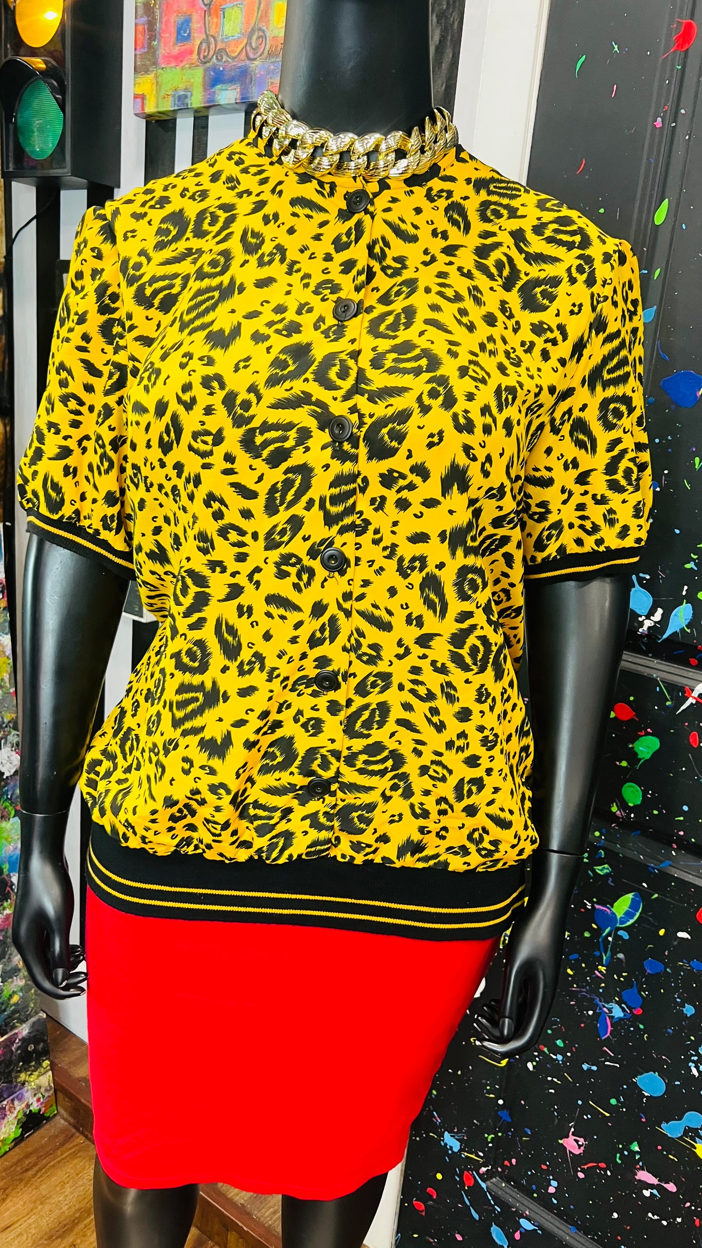 Vintage Yellow & Black Blouse (20)