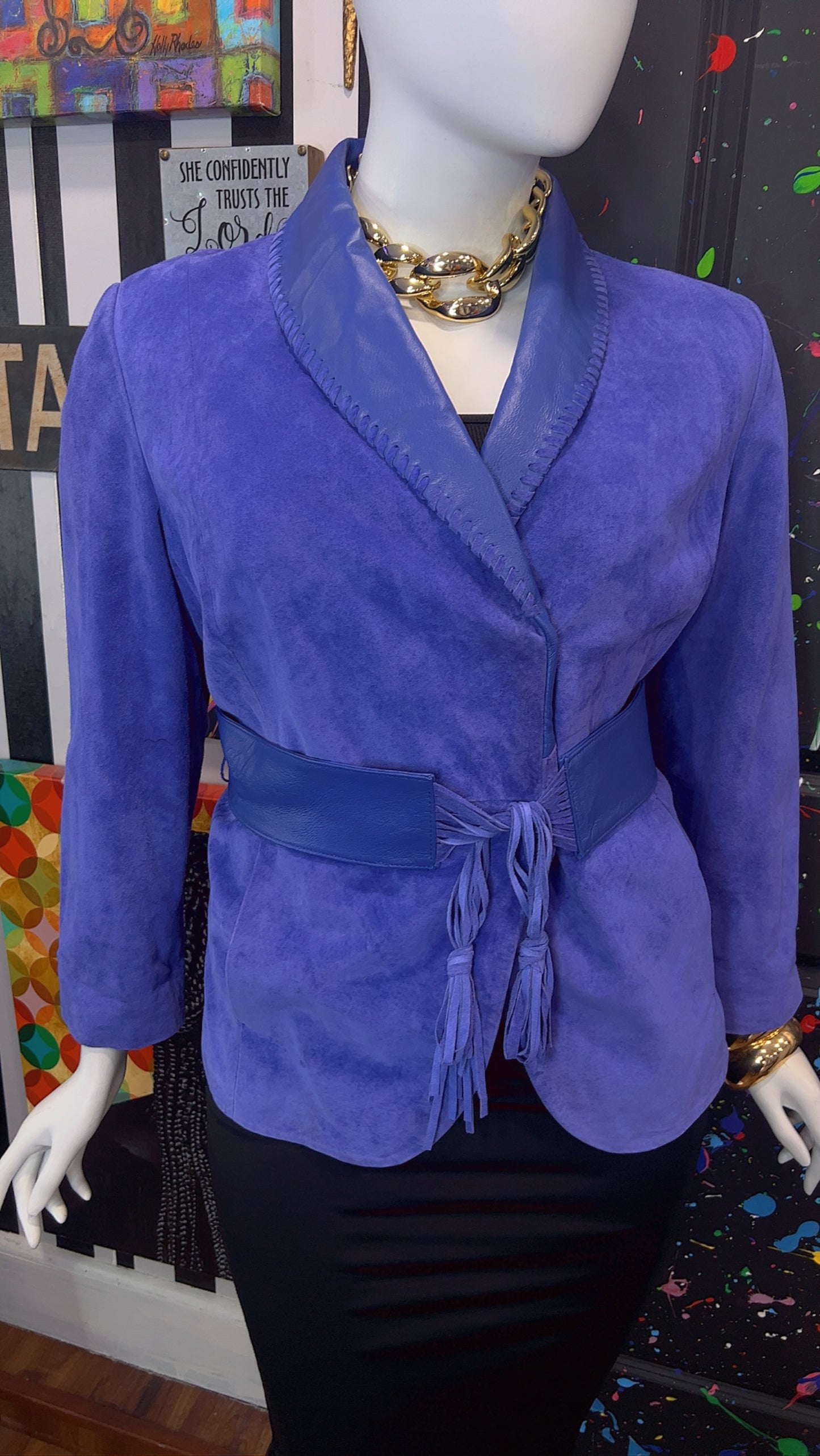 Vintage Suede Leather Jacket with Belt (18)