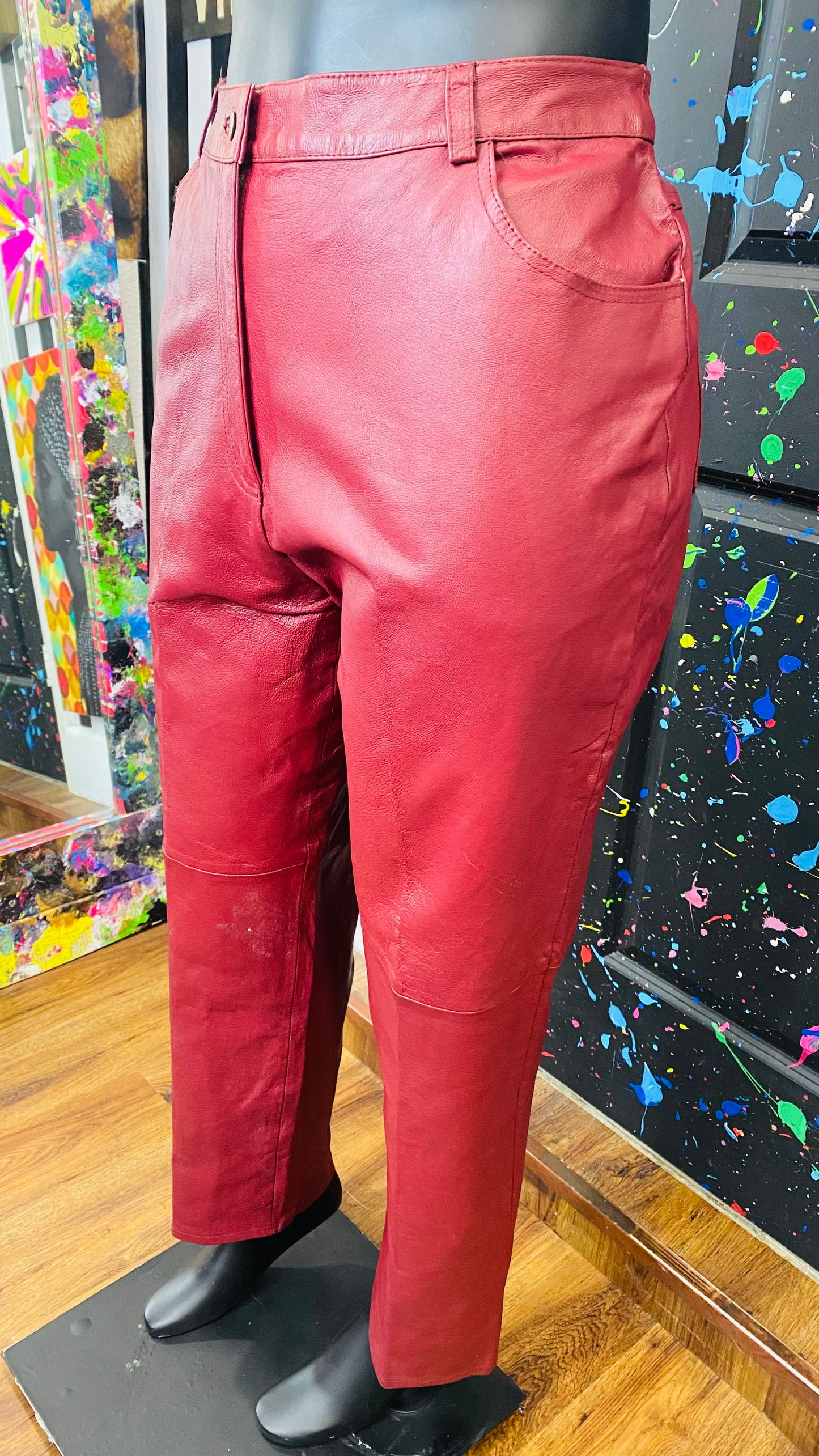 Vintage Wine Genuine Leather Pants (18)