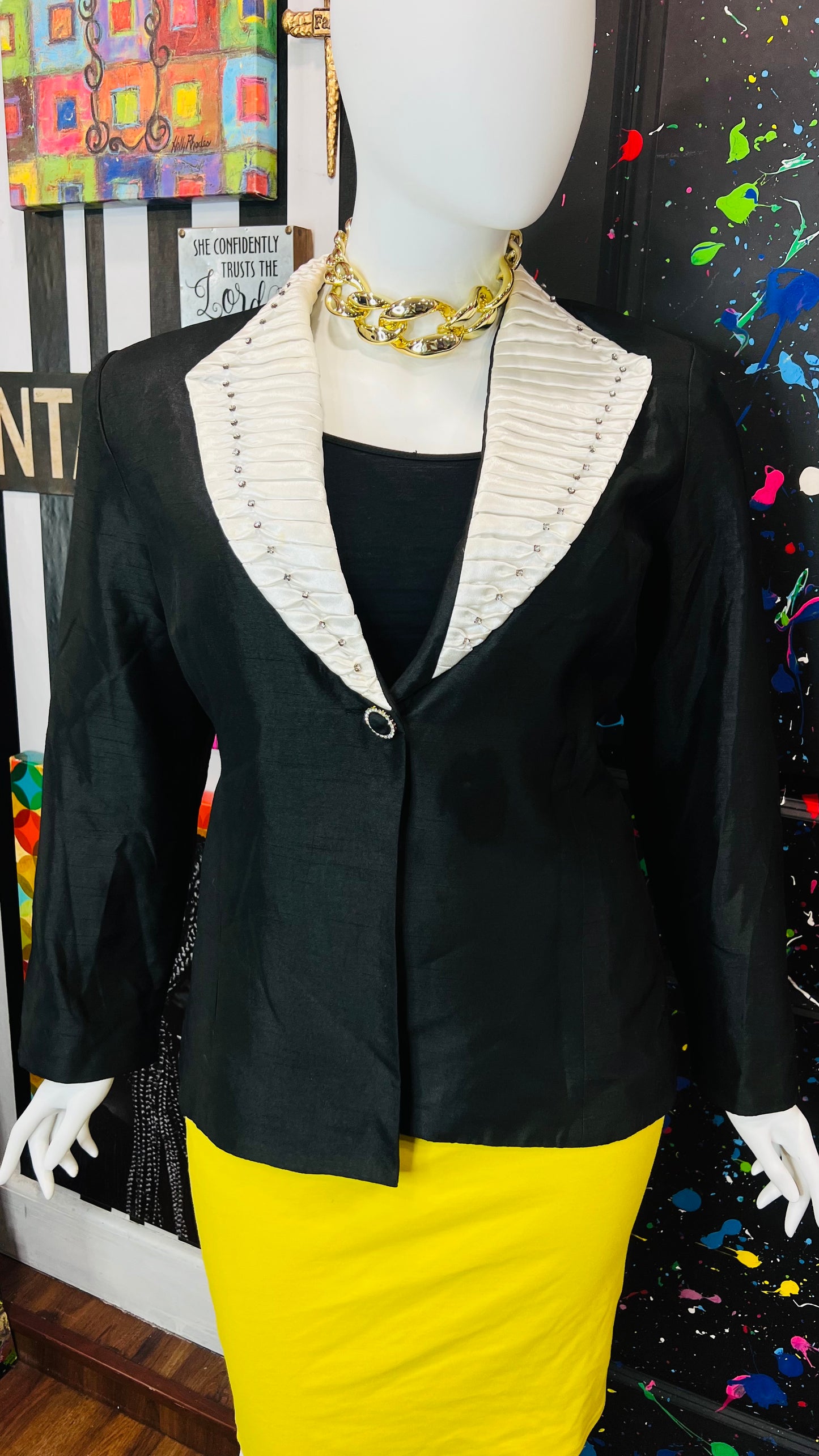 Vintage Black & White Blazer (22W)