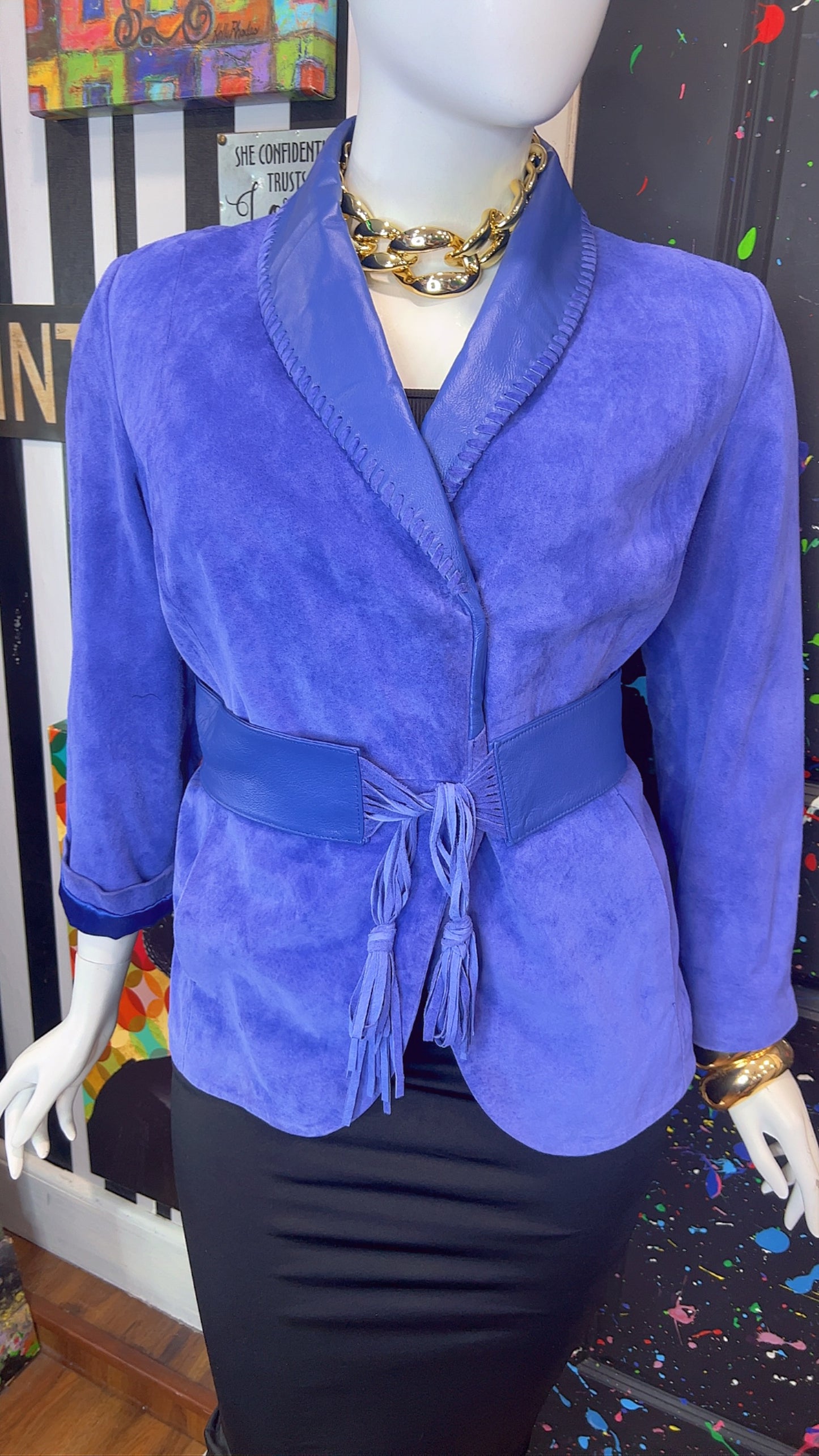 Vintage Suede Leather Jacket with Belt (18)