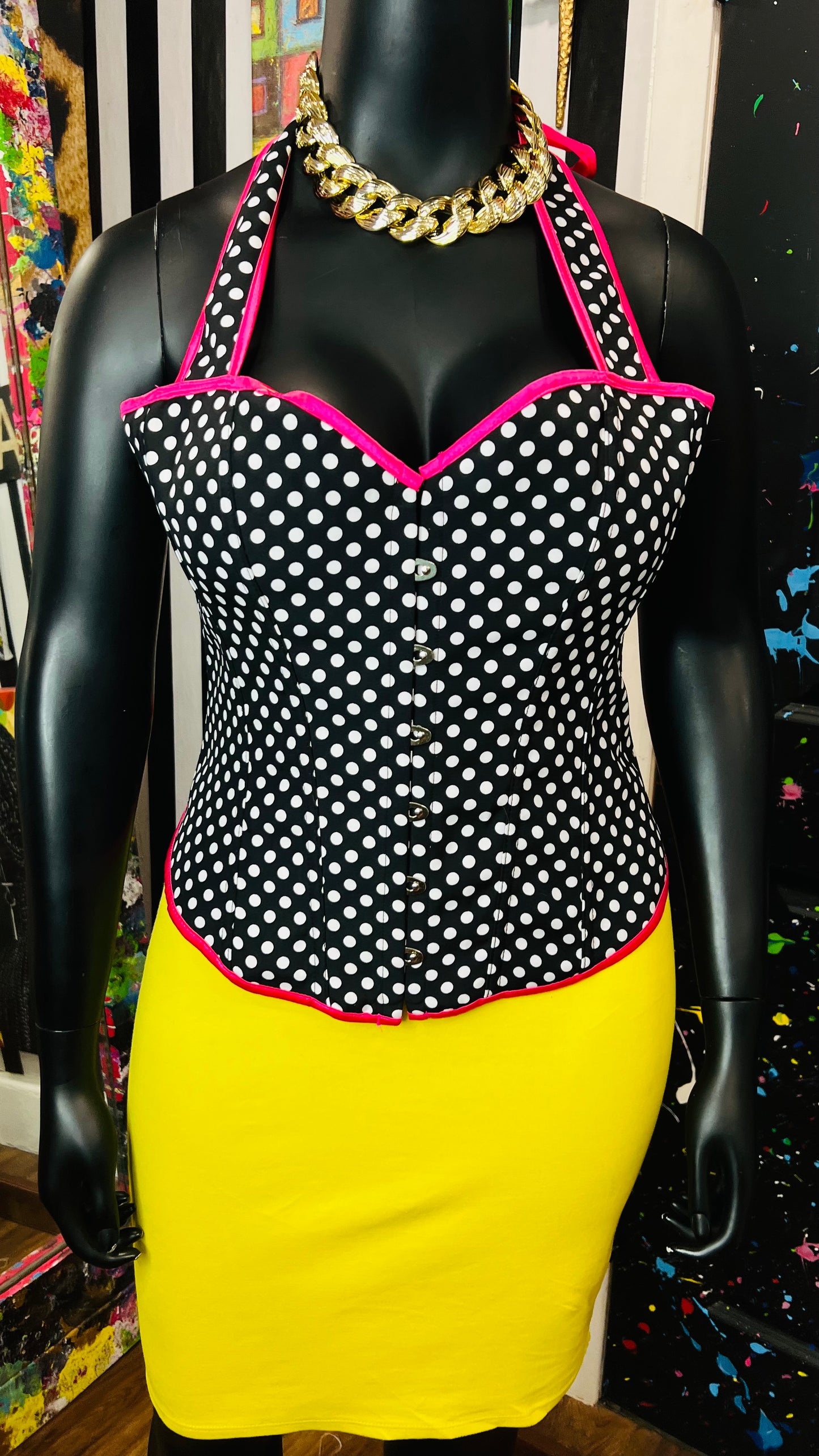 Black & White Polka Dot Bustier (OS)