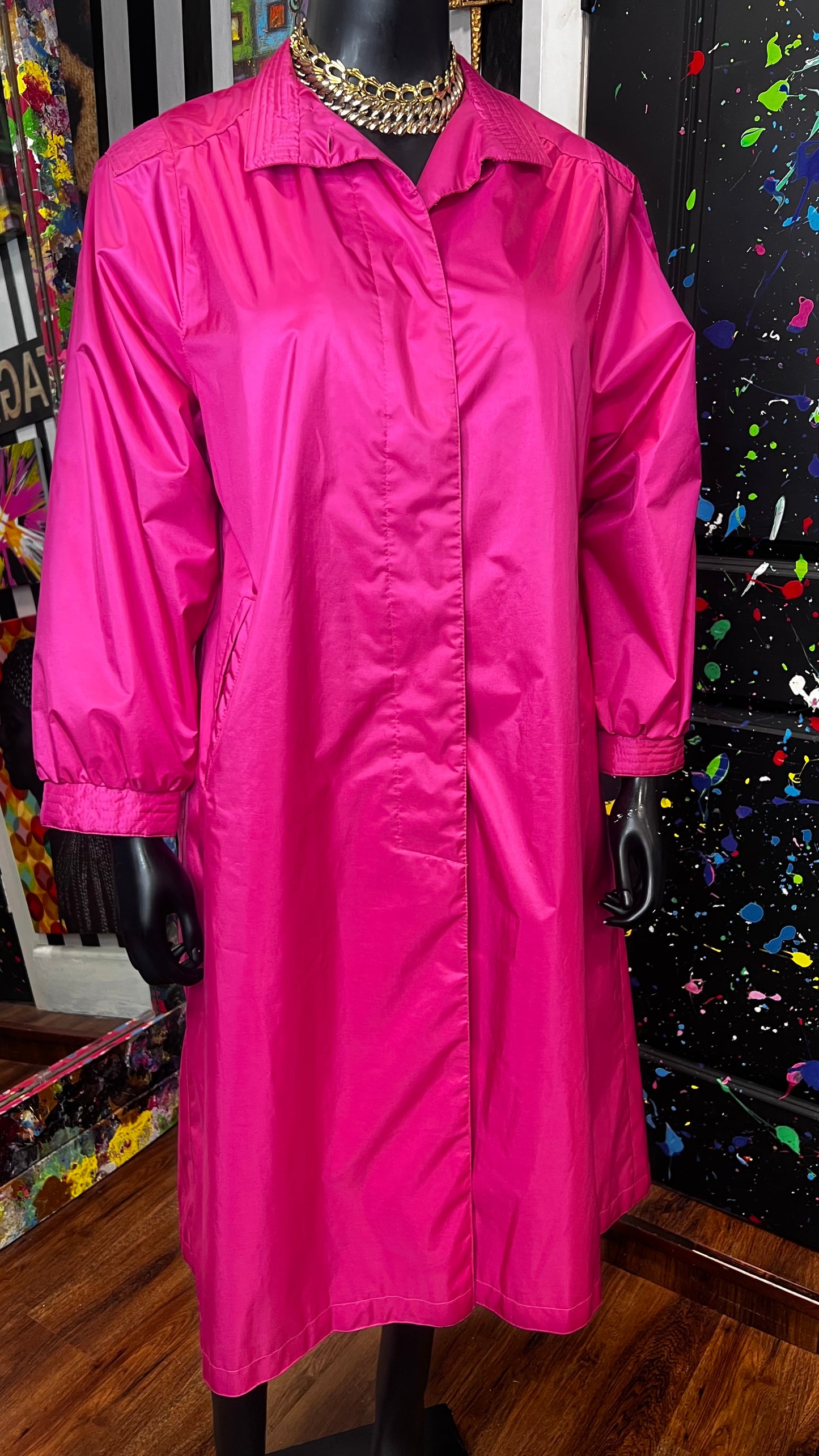 Vintage Fushia Pink Trench Coat (12/14)