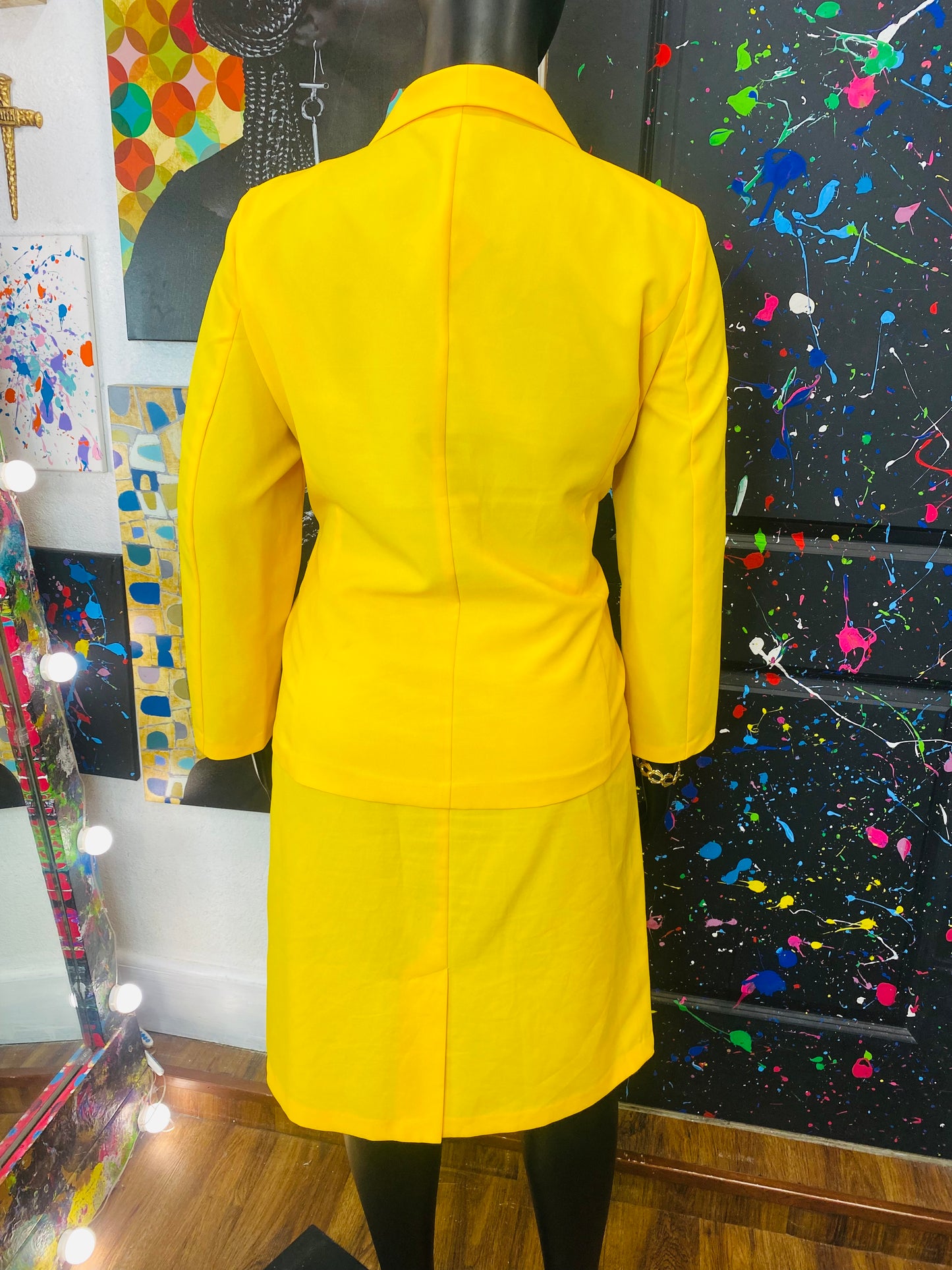 Vintage Yellow 2 piece Skirt Set