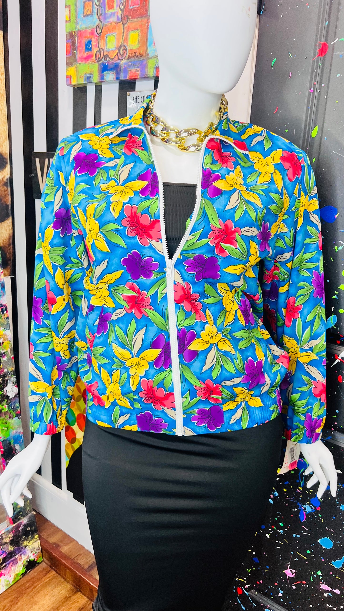 Vintage Deadstock- New w/ Tags Floral Windbreaker Jacket (18)