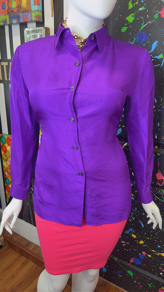 Vintage Purple Silk Blouse (18)