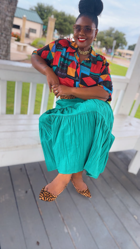 Vintage Rayon Tribal Print Blouse (24/26) *KC