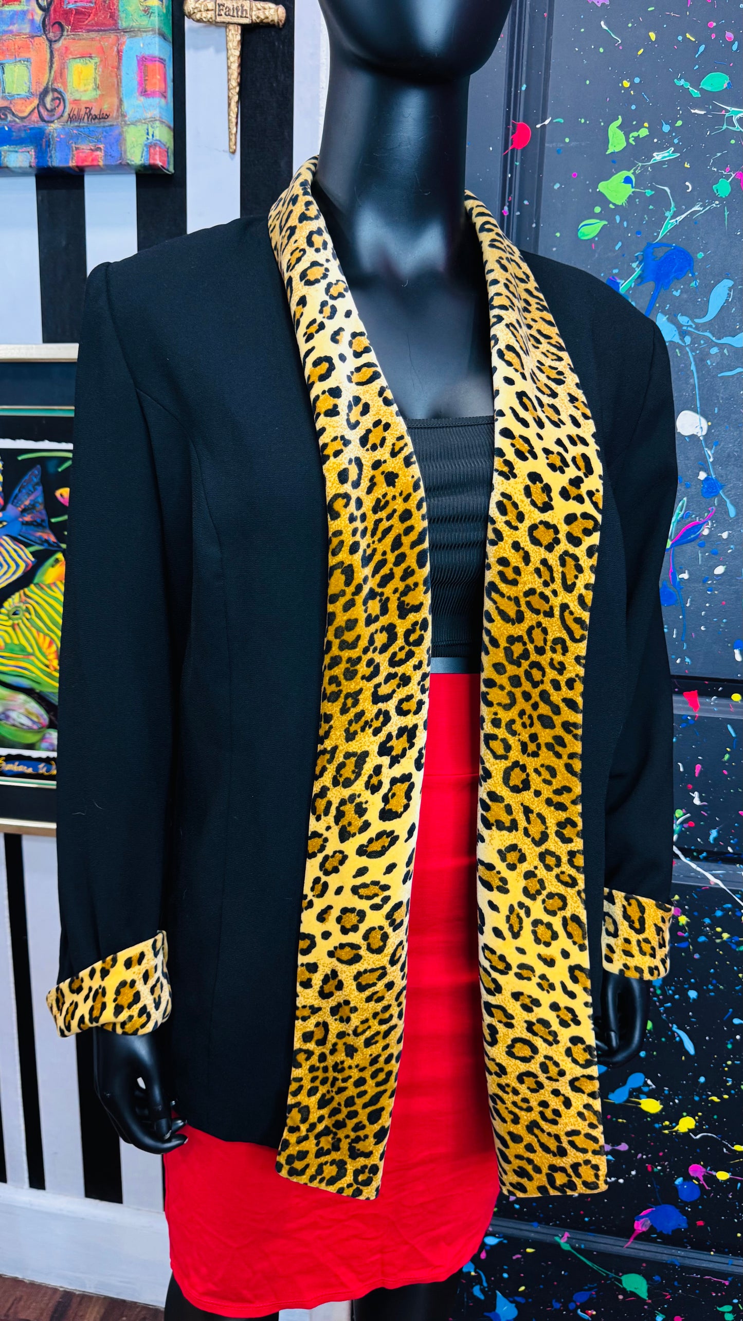 Vintage Animal Print Trim Open Duster (24W)