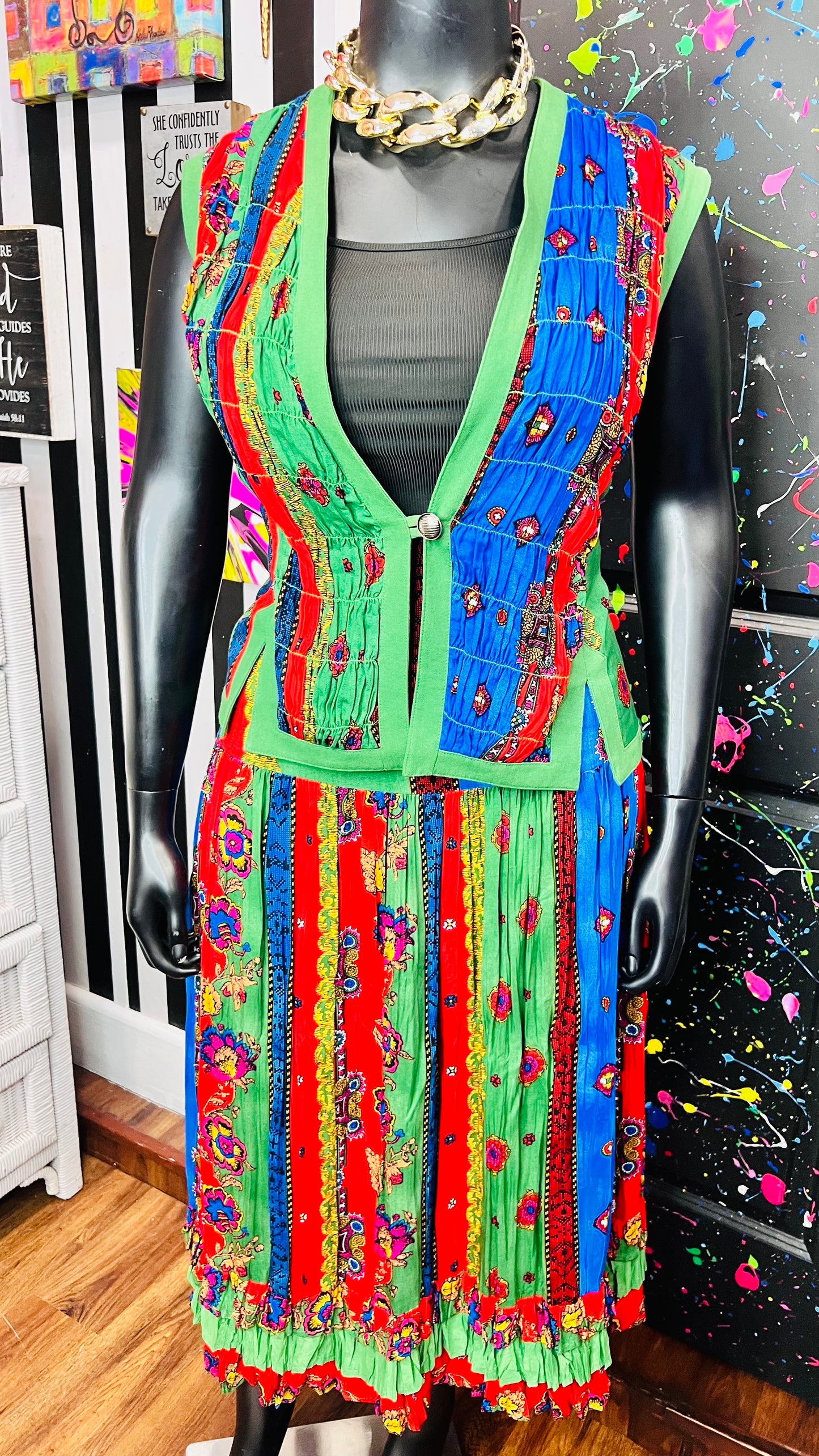 Vintage Rayon Vest & Skirt Set (16)